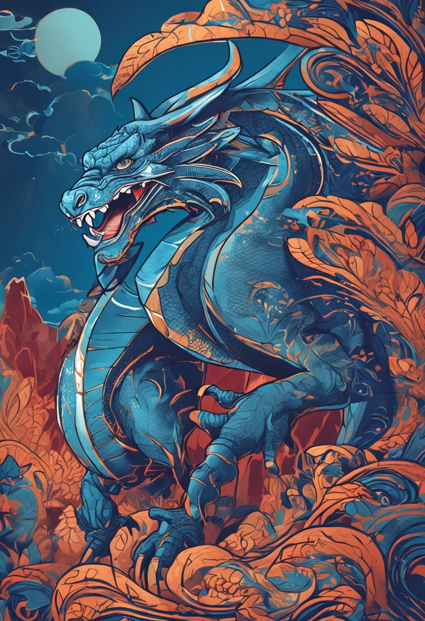 dragao fofo azul e pegueno, fundo branco