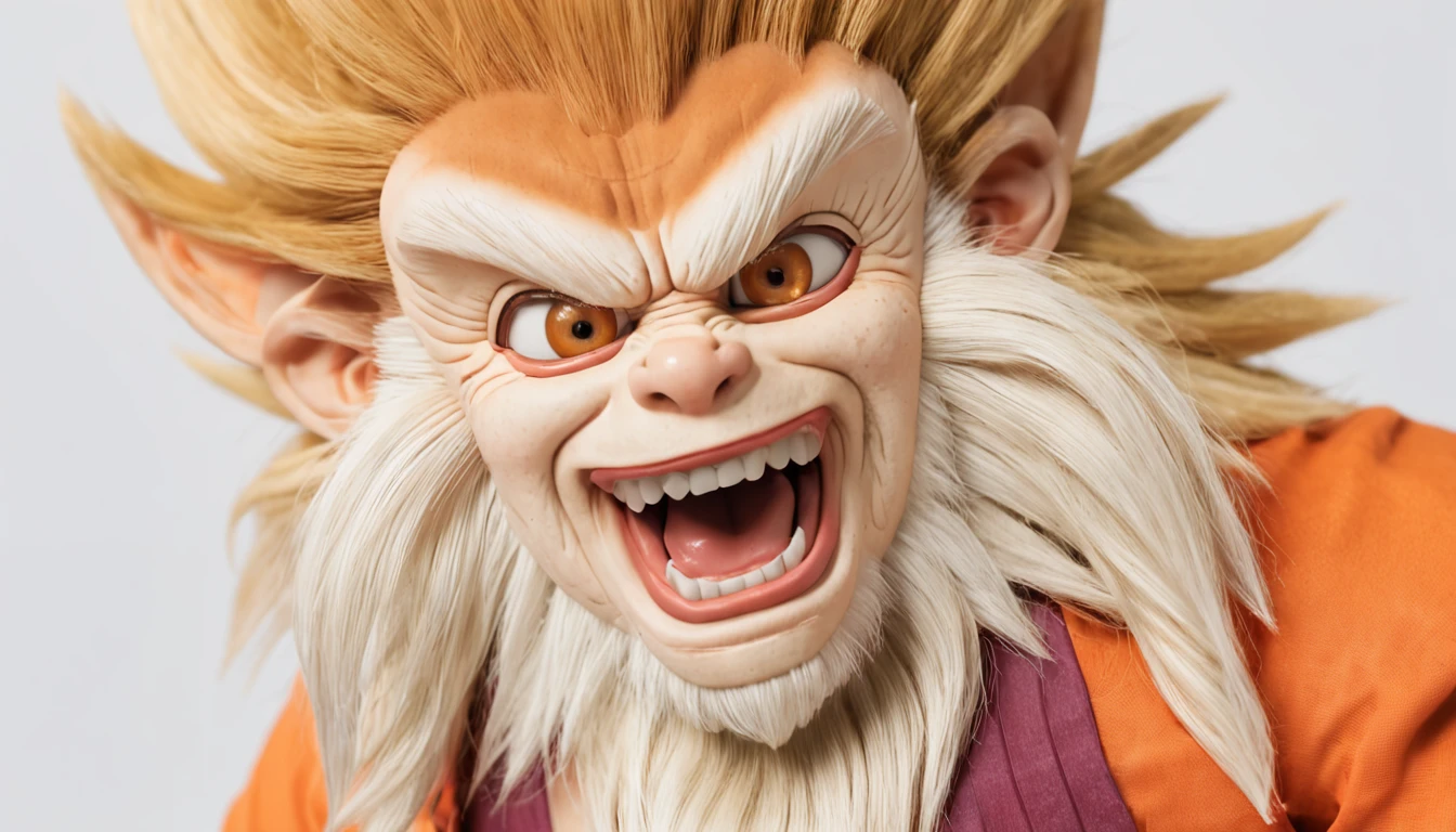 son goku，Journey to the West Long-haired Monkey，Monkey King 32K（tmasterpiece，k hd，hyper HD，16k）son goku，Backroom pond，zydink， a color， Asian people （A long-haired monkey）， （son goku）， Combat posture， looking at viewert， long whitr hair， Floating hair，Tiger stripe long-sleeved clothes，Short apron， （Abstract golden retriever splash：1.2）， white backgrounid，Golden Hoop Stick（realisticlying：1.4），Snowflakes fluttering，The background is pure， A high resolution， the detail， RAW photogr， Sharp Re， Nikon D850 Film Stock Photo by Jefferies Lee 4 Kodak Portra 400 Camera F1.6 shots, Rich colors, ultra-realistic vivid textures, Dramatic lighting, Unreal Engine Art Station Trend, cinestir 800，
