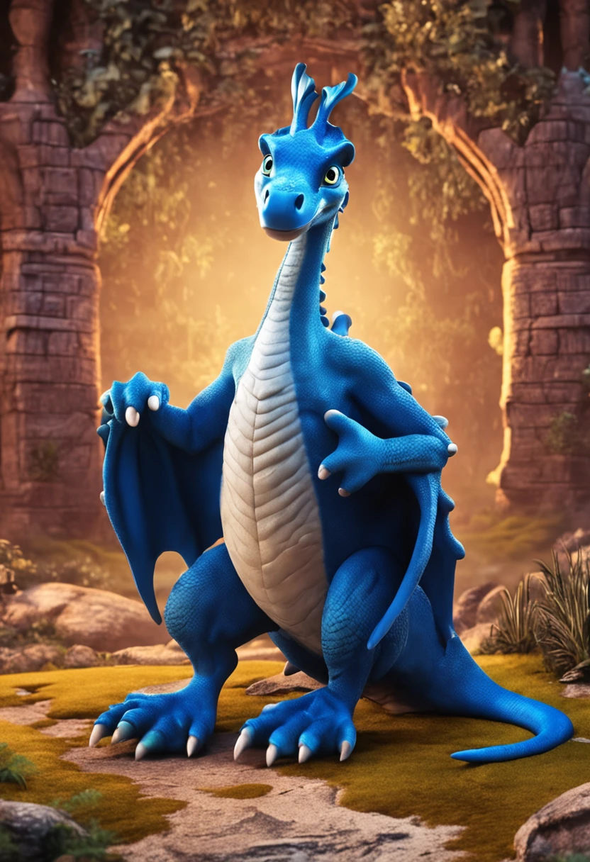 dragao bebe, fofo, azul com fundo branco