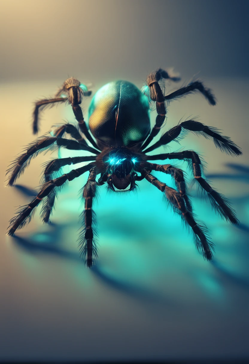 Chiaroscuro ,Bioluminescence image of a beautiful spider, 4k, High quality realistic