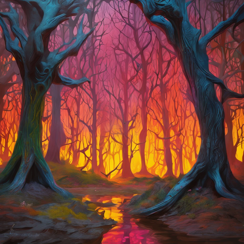 A mysterious witch, perfect butt, sexiest clothes, multicolor chaos energy, standing in a dark forest of barren trees, glowing with a powerful energy. Realistic, stunning realistic photograph, 3d render, octane render, intricately detailed, cinematic, trending on artstation, Isometric, Centered hipereallistic cover photo, awesome full color, hand drawn, dark, gritty, mucha, klimt, erte 12k, high definition, cinematic, neoprene, behance contest winner, portrait featured on unsplash, stylized digital art, smooth, ultra high definition, 8k, unreal engine 5, ultra sharp focus, intricate artwork masterpiece, ominous, epic, TanvirTamim, trending on artstation, by artgerm, h. r. giger and beksinski, highly detailed, vibrant