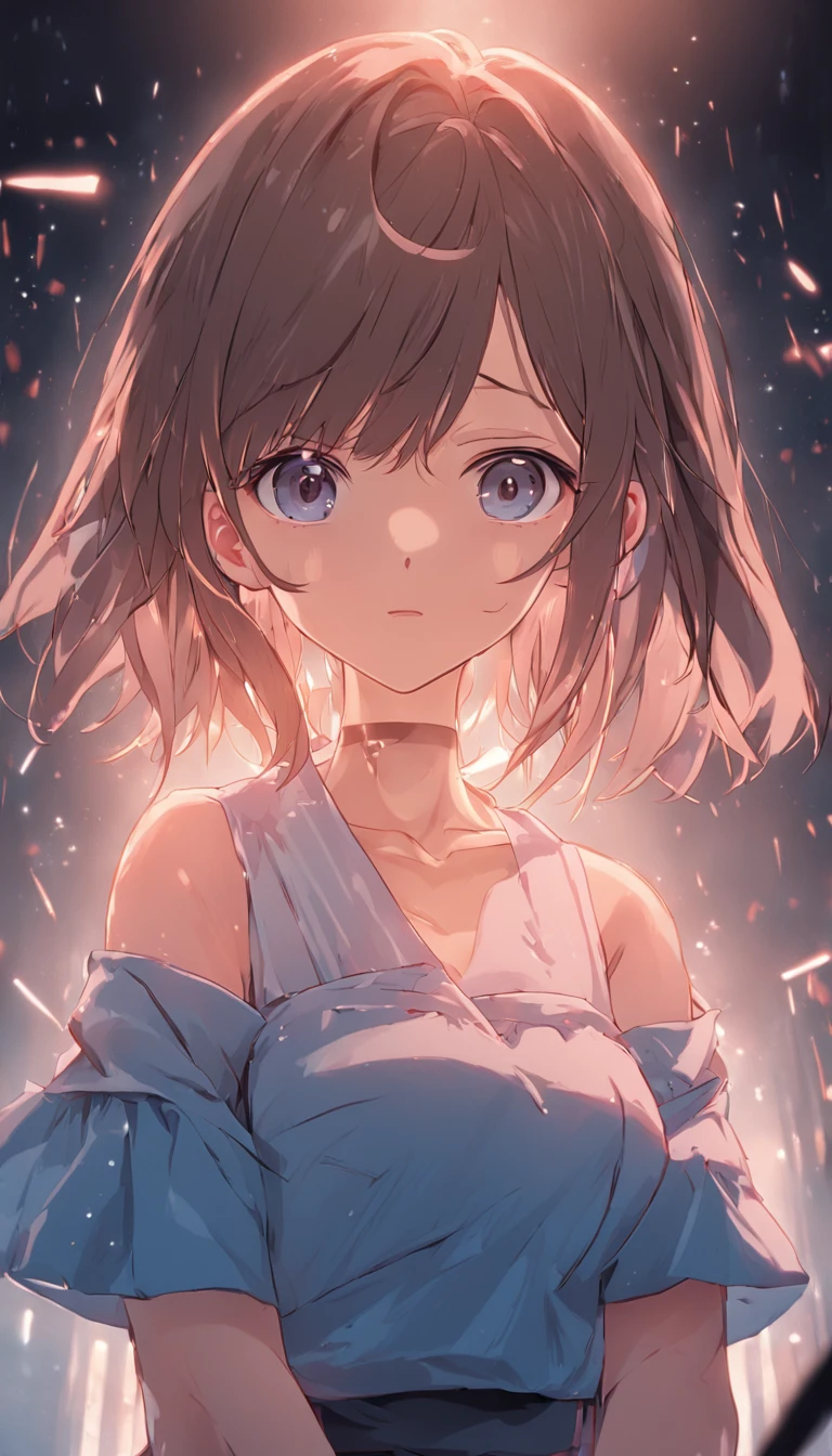high-level image quality、masterpiece、excellent、1girl in、独奏、Intricate details、Air bubble、Sunlight shines、Light and glitter、Image of unraveling、Silvery beautiful girl、Enveloped in light、Soft smile、Crying face、Frustrated face、Begging for life、guillotine、Life ends