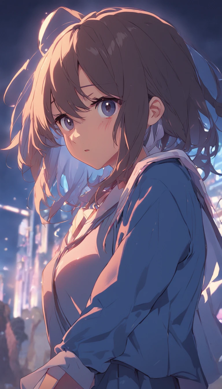 1girl,solo,anime,animation,kyouto animation style,(suzumiya_haruhi),16 years old,brown eyes, medium hair, serafuku, blue sailor collar, blue skirt,standing,(crossed arms),(Literature Club room),anguish,troubled eyebrows,looking away,masterpiece,best quality,ultra-detailed,highres,high-resolution,extremely detailed CG,4K,8K,super fine illustration,super detailed skin,highly detailed,highly detailed background,hires,perfect anatomy,beautiful detailed eyes,perfectly crafted,cinematic lighting,dynamic lighting,anime,animation