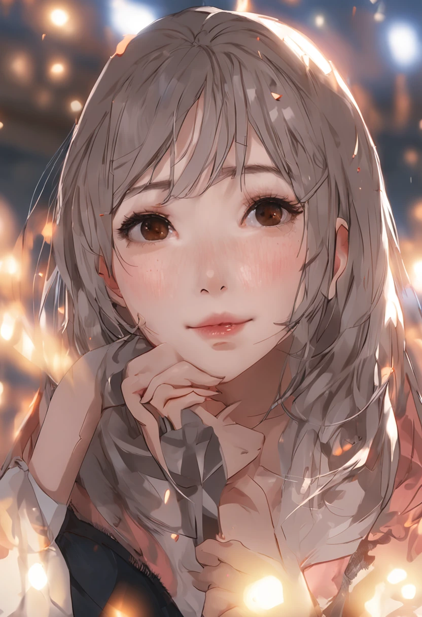 (Skin blemishes:1.2), (Skindentation), Black eye, 1womanl, 25-years old, (((femele))), 独奏, realisitic, Top image quality, Photorealsitic, ​masterpiece, 8K, hight resolution, 独奏, extra detailed face, (profetional lighting、bokeh dof), (light particules、lensflare、Luminous particles:0.6), (dynamicposes:1.2), Soft lighting, Top Angle View, Fashionable and trendy atmosphere, jpn, a street, TOKYOcty, harbour, skytree, Tokyo Tower, ((during daytime)), 天空, ((Look at viewers:1)), (looking in camera)、(portlate:0.6)、cowboy  shot、a gorgeous、is standing、Keep the original facial proportions、broad shoulder、full bodyesbian、(tiny chest)、(Medium hair)、brown haired、Floating hair、s lips、lipsticks、seducting smile、Floating hair、a smile、open_mouth、牙、(flowery pattern summer dress:1)、eye lashes、Mole under the eyes:1)、