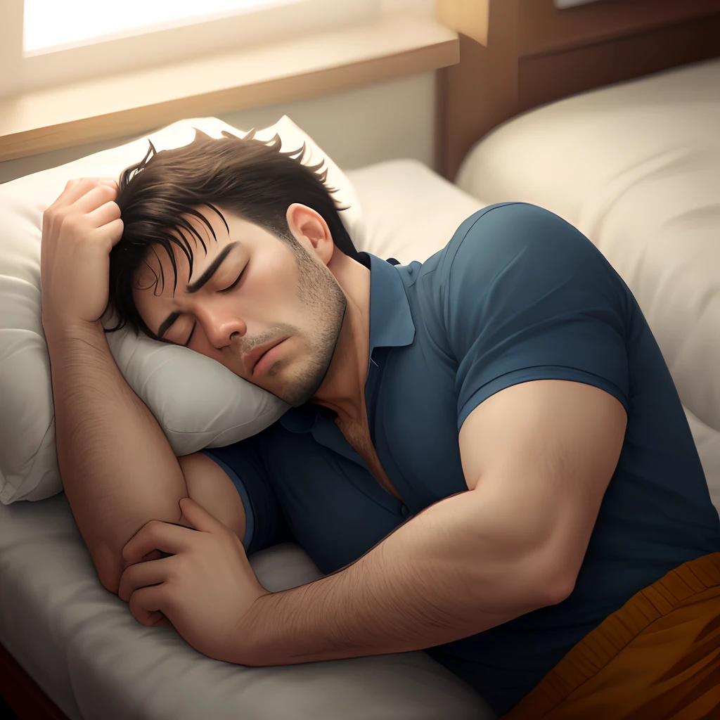 A man not getting enough sleep tired