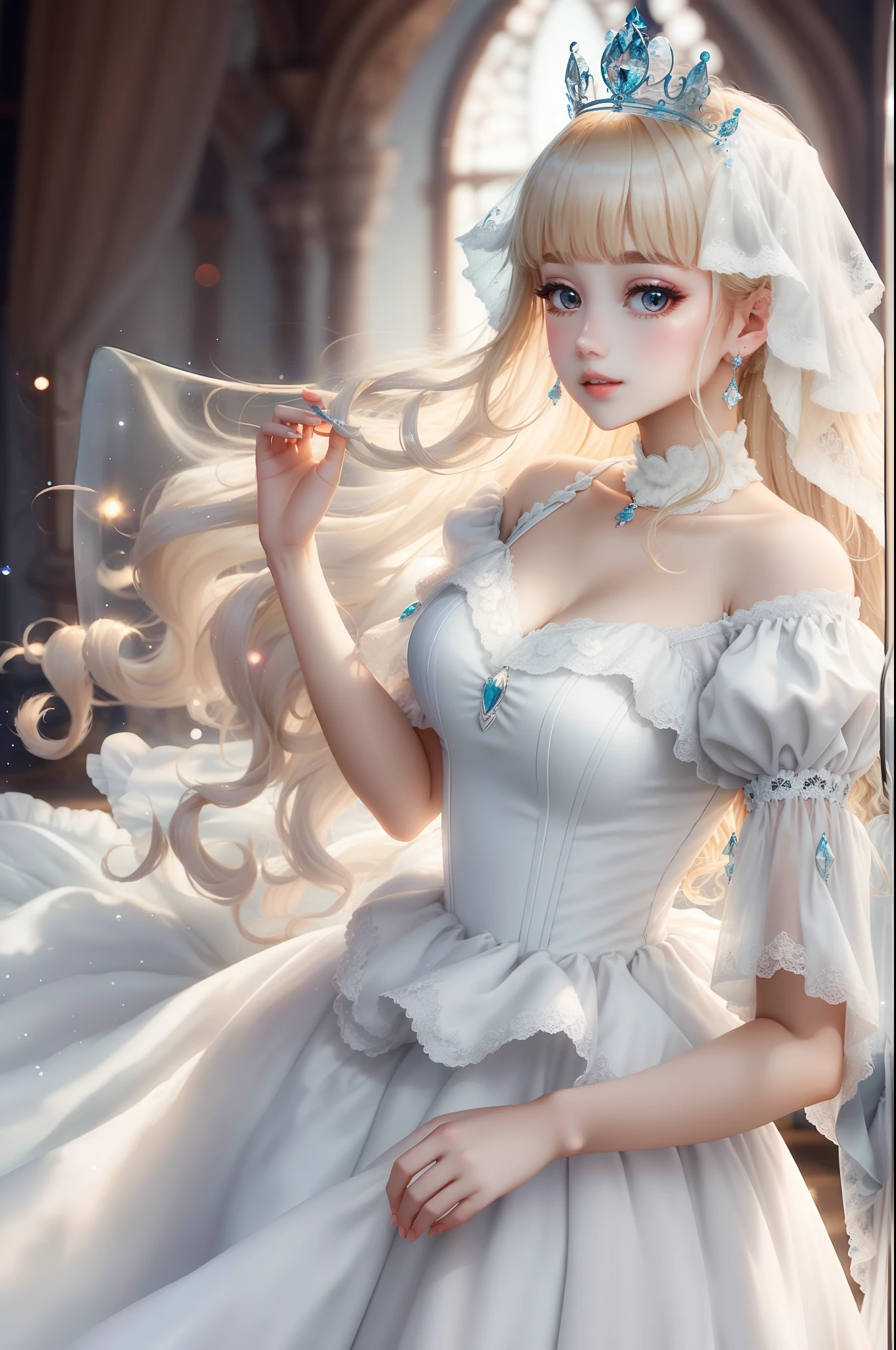 Princess　A Princess　Soft　Best quality in good style(Highest Quality) , High quality(hiquality)　fluffy dress blonde and soft hair　corolla　long　The whole body is reflected A wonderful atmosphere with very delicate tones