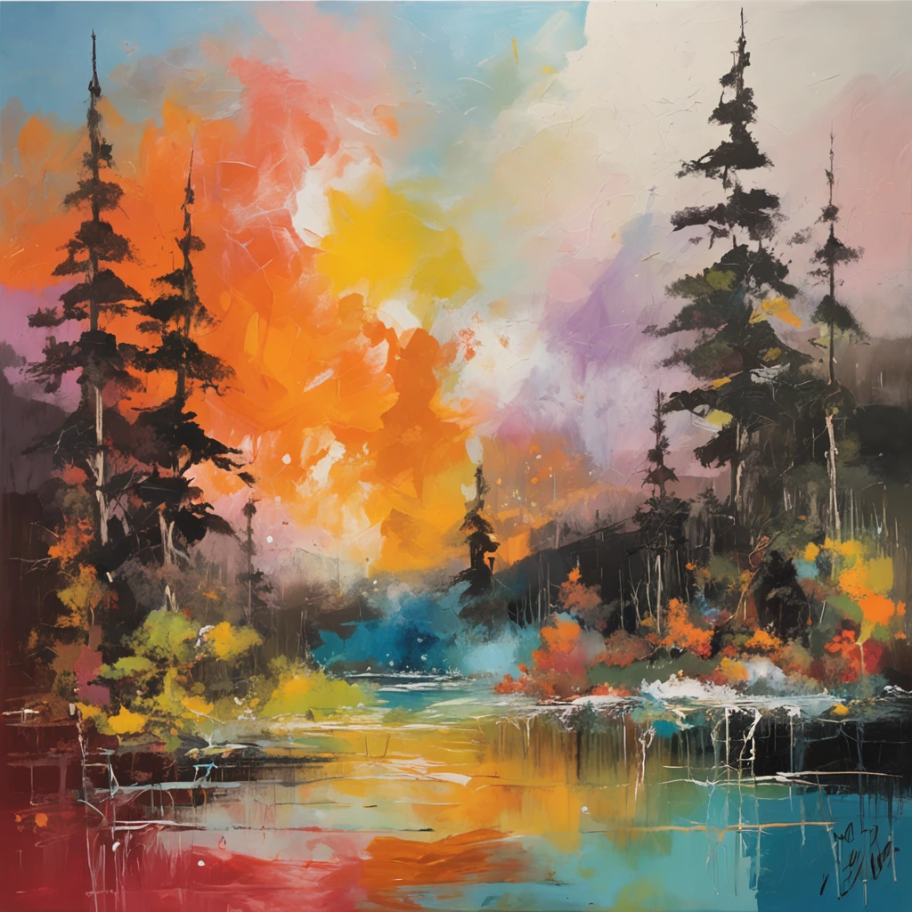 Intricate painting details of Japanese forests, By range Murata, galaxy in background, Clouds, vivd colour, High contrast, Mountain, vector line art, orange highlights, trending in pixiv, anime concept art, Stick, Mattire, high high quality, Edge to edge, Sanskrit
