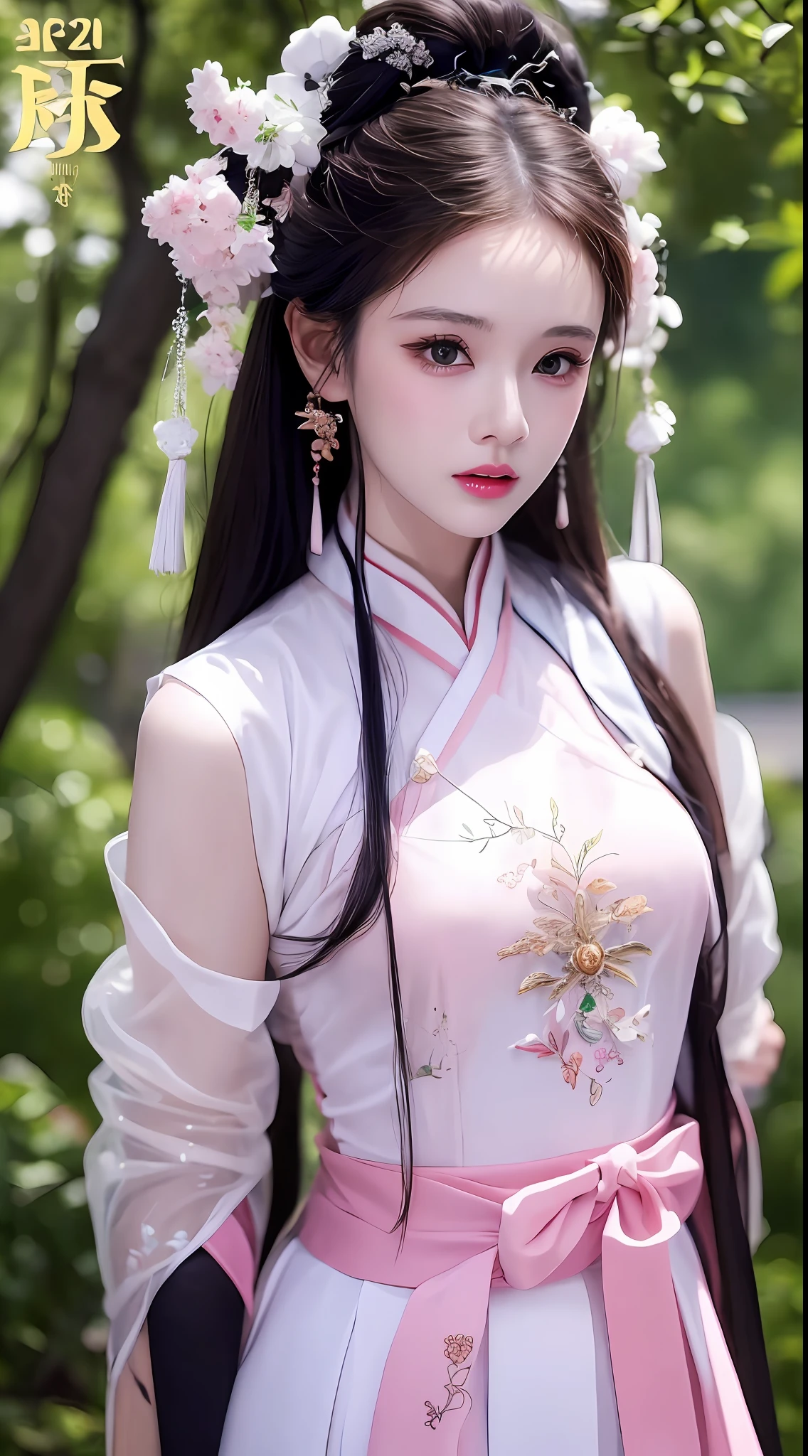 1 realistically beautiful girl, waist length hair, black eyes, ancient Ao Dai, style hanfu, wearing a thin silk shirt of ancient China, pink and smooth white skin, wearing a discreet ancient style ao dai, appears shoulders and head in the photo,cute little face, eye bags under wet makeup, plump red lips, pout, ((closed mouth:1.0)), balanced incisors, embarrassed, small face makeup detailed and very beautifull, The breasts are super round and tight, breast augmentation, blum boobs, Cover the girl's chest with a camisole inside, blush, from front, wear earrings, necklaces, from above, looking at viewer, upturned eyes, full body, masterpiece, top quality, best quality, official art, unity 8k wallpaper, highres, ultra-high res, ultra-detailed, (photorealistic:1.2), alone, solo, Only 1 girl, style hanfu Dunhuang, 10x pixels, super realistic, ultra high quality, full body view of the girl, upper body, 8k quality,