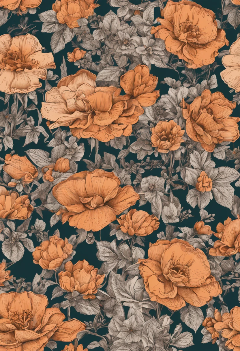 A can of beer,There are flowers inside,SakuraNS,Realistic hyper-detail,light orange and gray,Decorative motifs,matte photos。