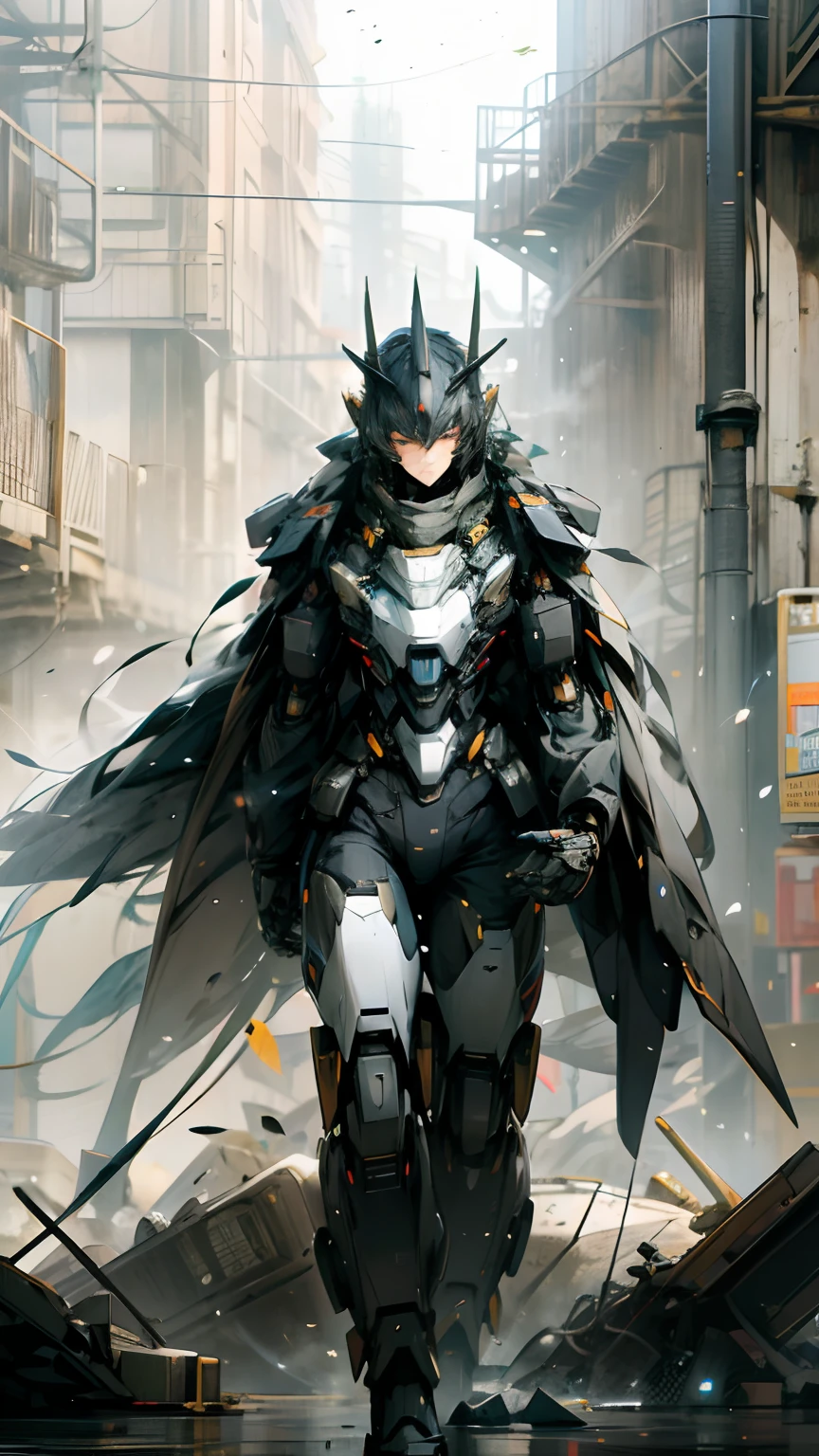 Male mech,Black color mecha,Light mech,lottalewdsLargeMecha,Mechanical wings on the back