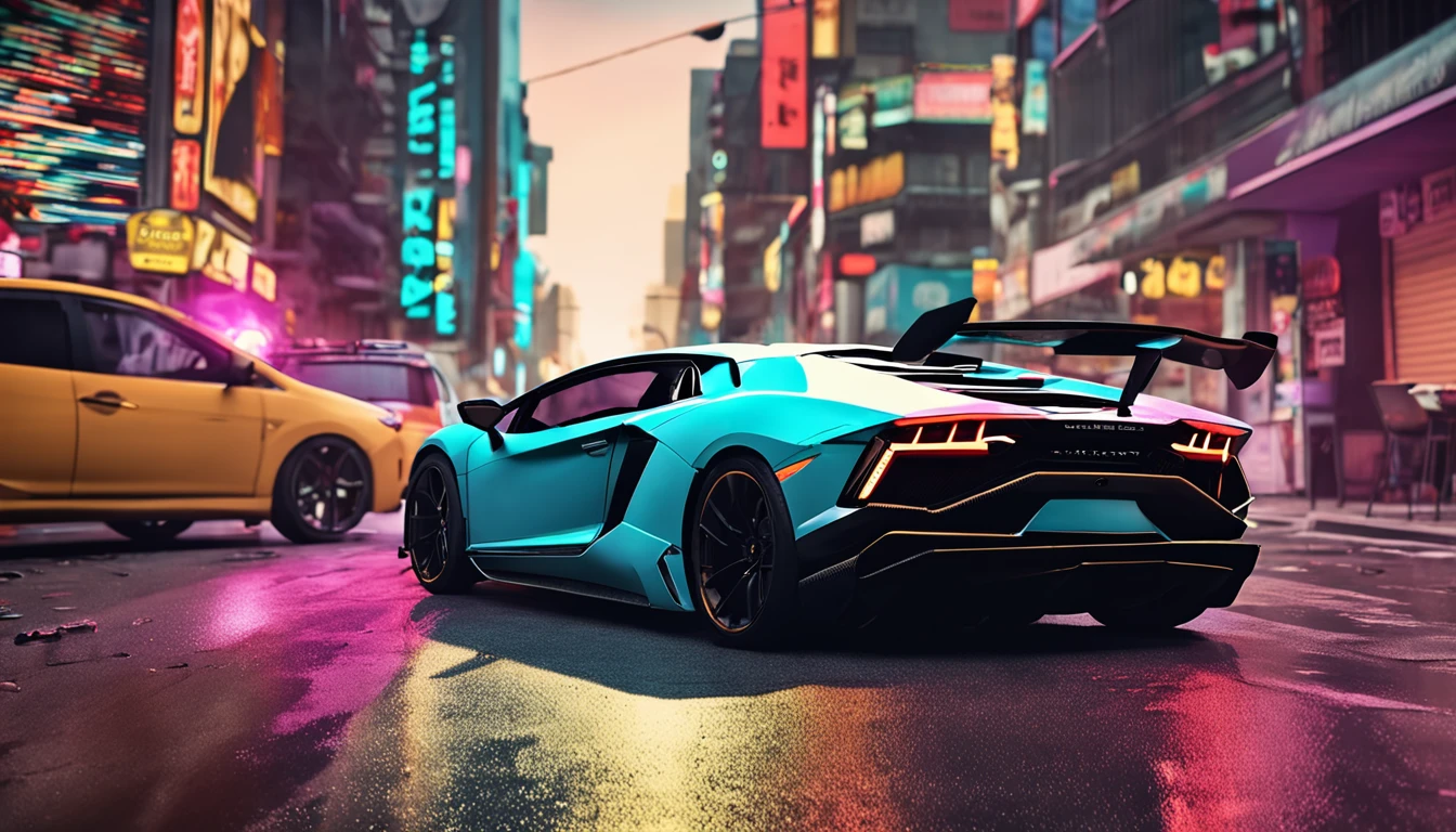 a close up of a lamborghini car parked on a city street, wallpaper mobile, cinematic poster, phone wallpaper, like matrix, motivational poster,lamborghini car, money raining from the sky,cinematic 4 k wallpaper, cinematic 4k wallpaper, matrix lut, poster!!!, gta v poster style, automotive photography, cinematic matte illustration, matte digital illustration, amazing wallpaper, matte painting movie poster, gta loading screen art, mobile wallpaper
