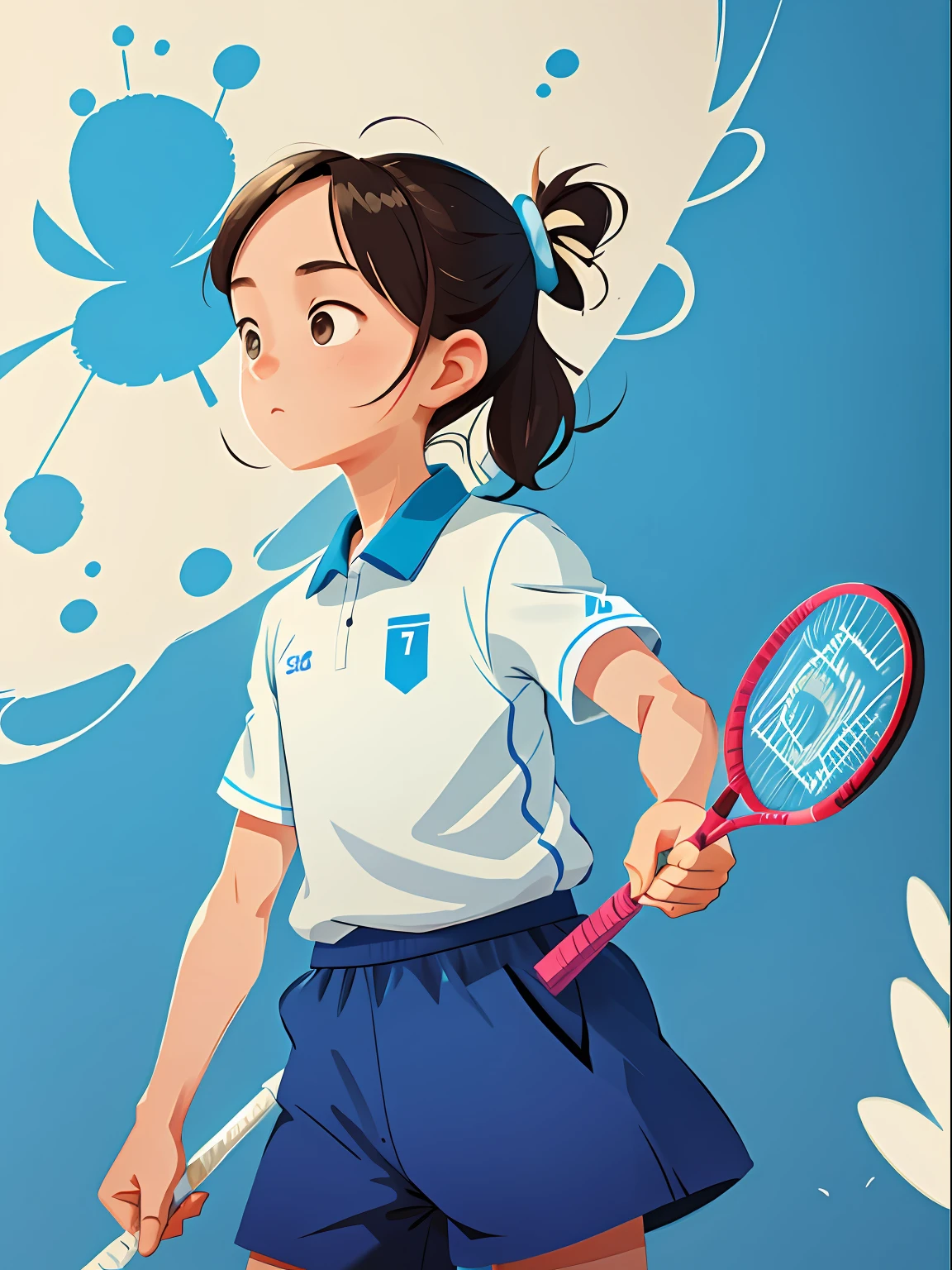 Poster about badminton,The colors are blue and white