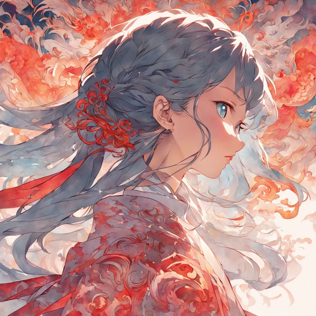 (White background:1.4),(Silhouette of a girl's head, Eyes closed, colorfull long hair, Oriental elements)，(Chinese illustration:1.3，paper art:1.3, Quilted paper art:1.2),( reasonable design, Clear lines, High sharpness,Best quality, Very detailed, Masterpiece, movie light effect, 4K )