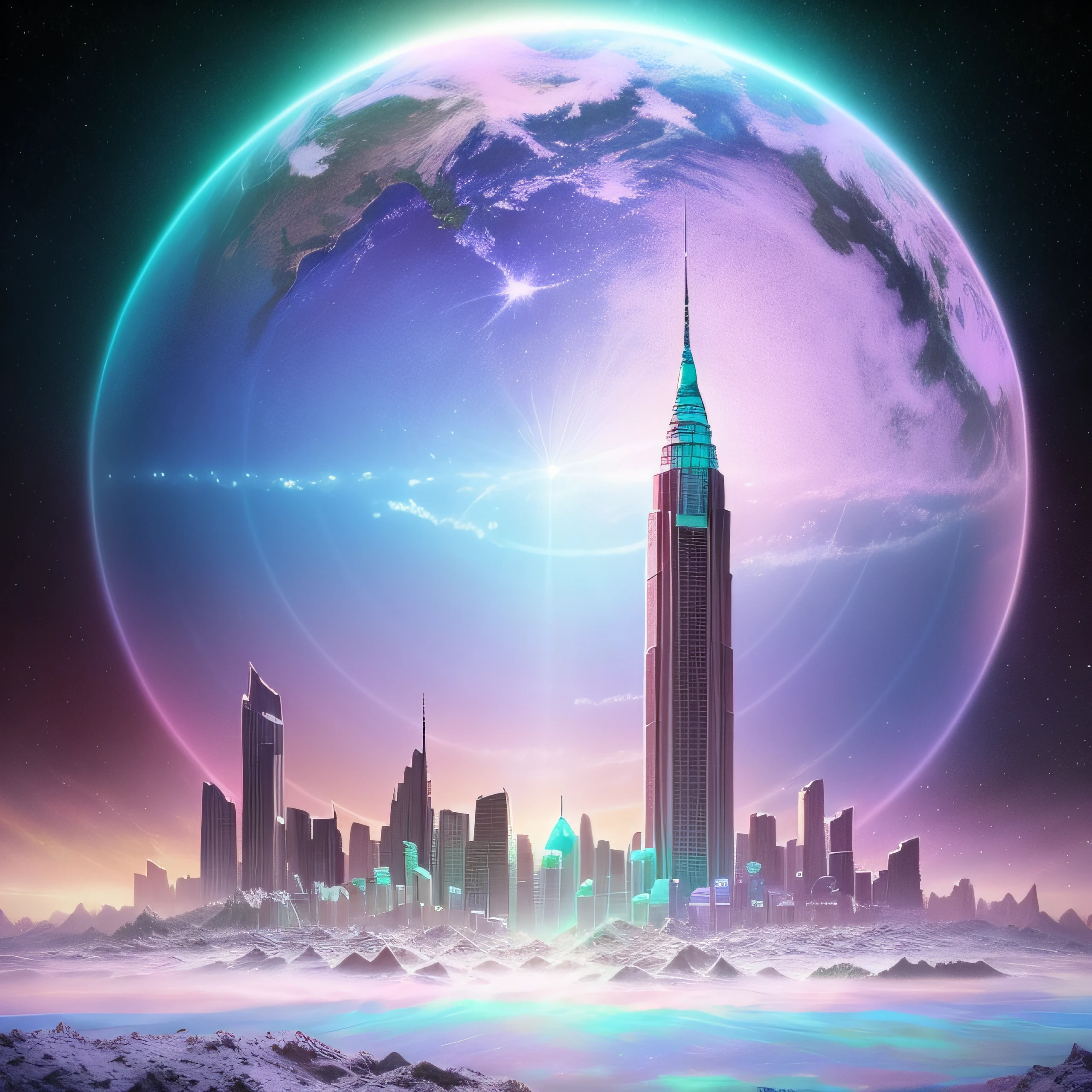 planet earth，End of the world, epic realistic, (hdr:1.4), (pastel colour:1.4), Apocalypse, freezing, Abandoned, com cores neutras, Night, Screen space refraction, (Intricate details), (Intricate details, ultra - detailed:1.2), art  stations, cinema shot, Vignette, the complex background, Snowy