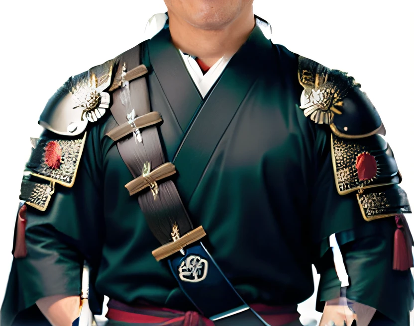 Japanses style samurai man in a black and blue costume with a sword, samurai armor, clothed in old Japanese samurai uniform, wearing samurai armor, samurai outfit, dressed in samurai armour, wfront facing portrait of samurai