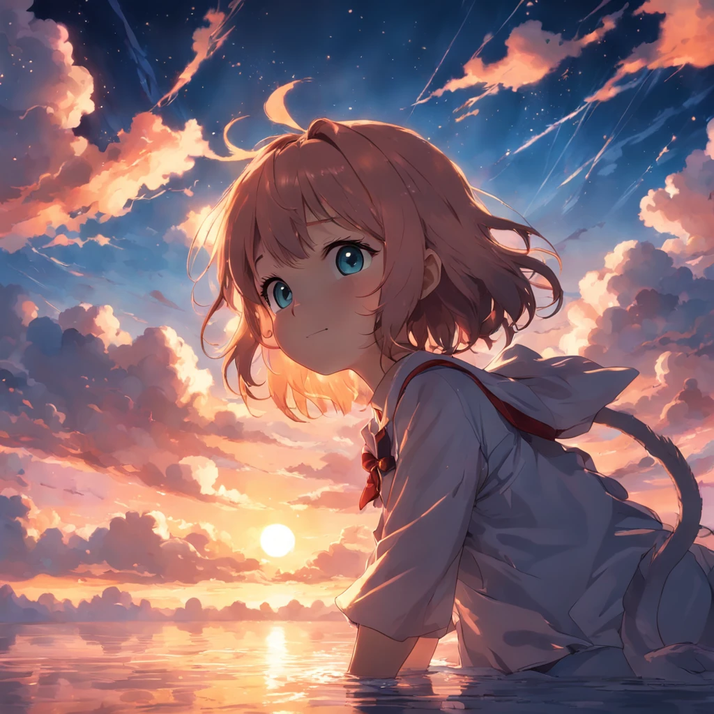 logo fotografia que diga madcat masterpiece, best quality, movie still, 1girl, cloud girl, floating in the sky, close-up, bright, happy, warm soft lighting, sunset, (sparks:0.7)