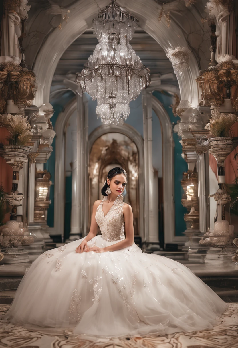 ((Adileen,Wearing glasses,brunette color hair)), randome pose, (An extremely delicate and beautiful work), (tmasterpiece), 1girl, An extremely detailed and elegant wedding dress, head gear, highly detailed, Ponytail Contortion, Enchanted expression, beautiful and clear eyes, Green eye pupils, delicatenecklace, Delicate earrings, Simple blurred background, Extreme detail description, big breasts beautiful, big breasts enchanting, hyperdetailed painting, s delicate face, exquisite body, fine collar bone,lovely lips, Behind the softness, mix4,(8k, RAW photos, best qualtiy, tmasterpiece:1.2), (realisticlying, photograph realistic:1.37), 1girll, adolable, view over city, the night, Sateen, dampness, profesional lighting, フォトンマッピング, ラジオシティ, physically-based renderingt, above waist,Bare chest,dewpoint
