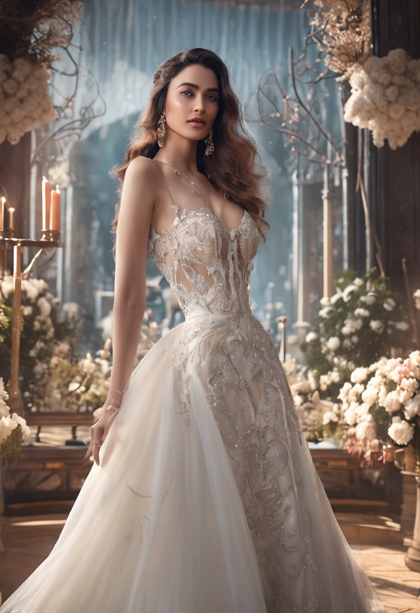 ((Adileen,Wearing glasses,brunette color hair)), randome pose, (An extremely delicate and beautiful work), (tmasterpiece), 1girl, An extremely detailed and elegant wedding dress, head gear, highly detailed, Ponytail Contortion, Enchanted expression, beautiful and clear eyes, Green eye pupils, delicatenecklace, Delicate earrings, Simple blurred background, Extreme detail description, big breasts beautiful, big breasts enchanting, hyperdetailed painting, s delicate face, exquisite body, fine collar bone,lovely lips, Behind the softness, mix4,(8k, RAW photos, best qualtiy, tmasterpiece:1.2), (realisticlying, photograph realistic:1.37), 1girll, adolable, view over city, the night, Sateen, dampness, profesional lighting, フォトンマッピング, ラジオシティ, physically-based renderingt, above waist,Bare chest,dewpoint