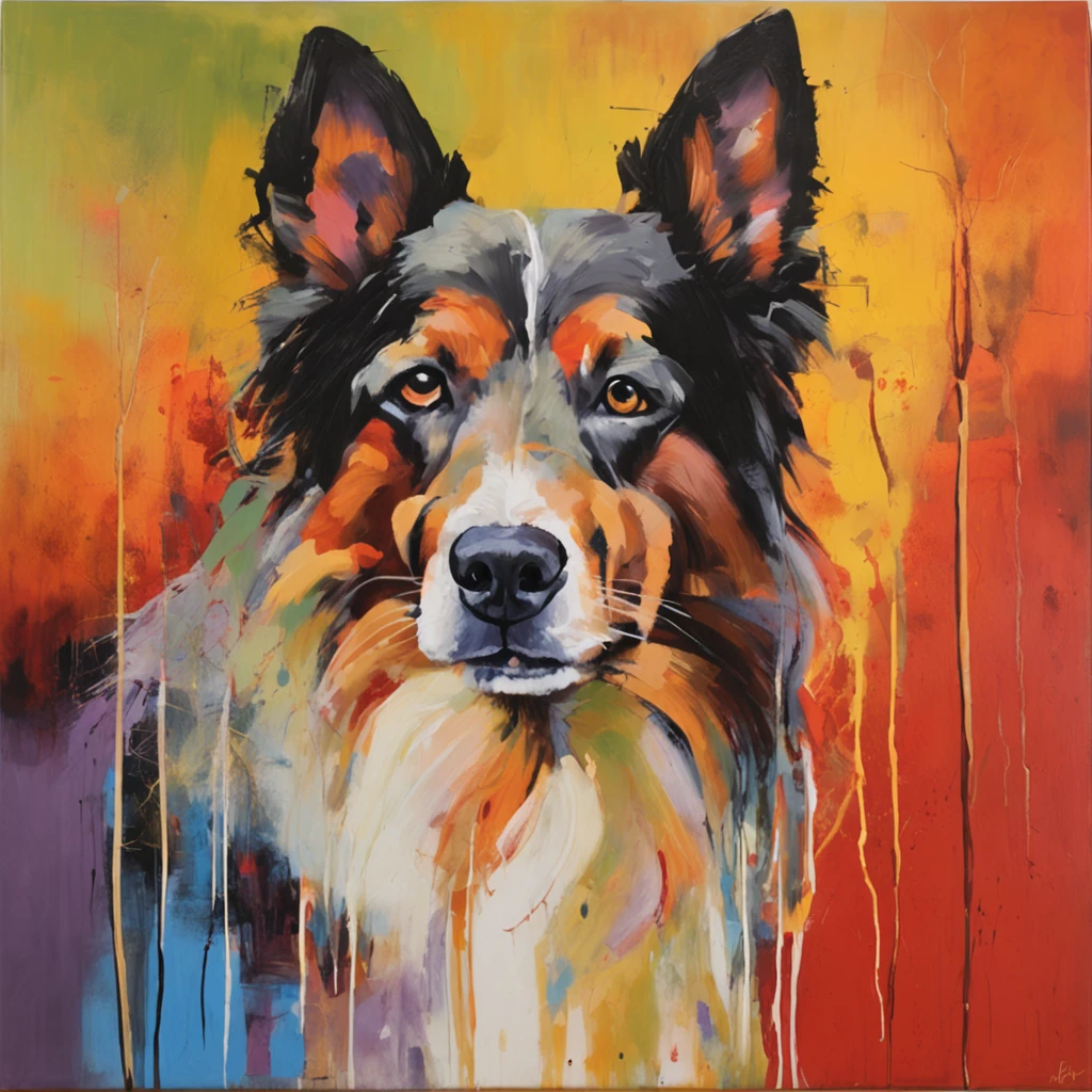 a Dog、Are sleeping、sleeping face、from the front side、Design with depth、Bright design、PastelColors、Ink dripping、autumn lights