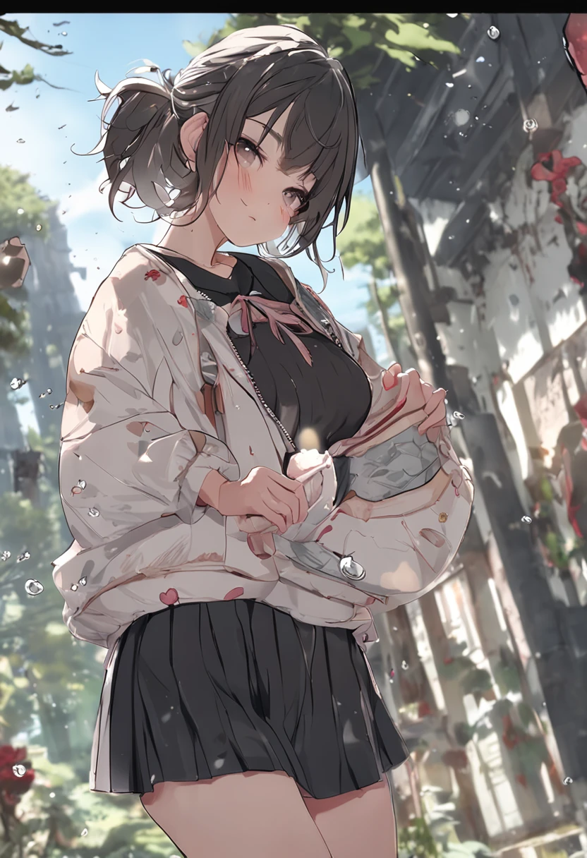 (top-quality、8k、masterpiece:1.3)、Cute girl with perfect body shape:1.4、(High school students、10 generations)、A dark-haired、(bangss:1.2)、fullnude、in pool、extremely detailed face and skin、A detailed eye、二重まぶた、Colossal breasts、a smile