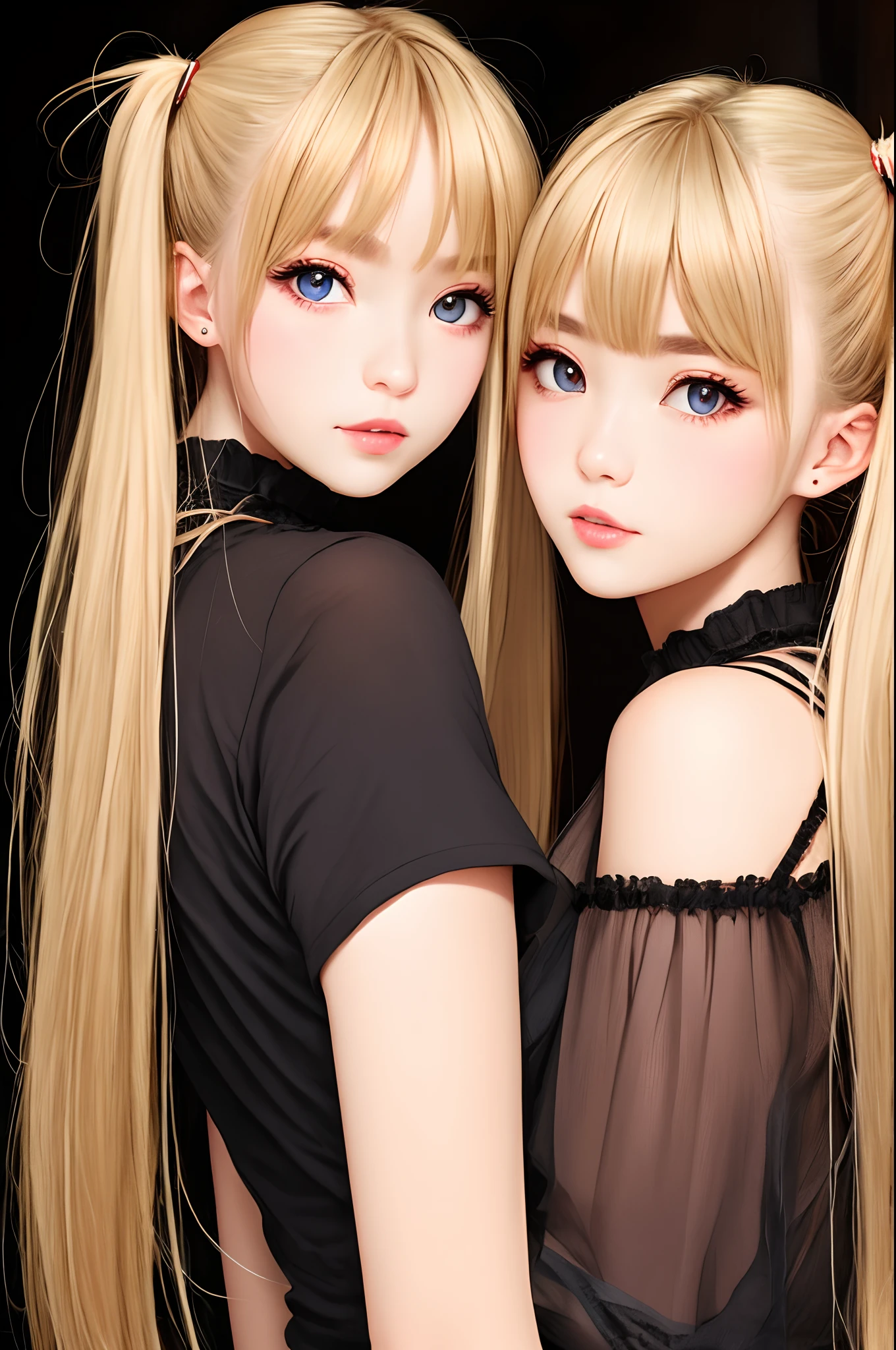 Brown-eyed girl with blonde twin tails