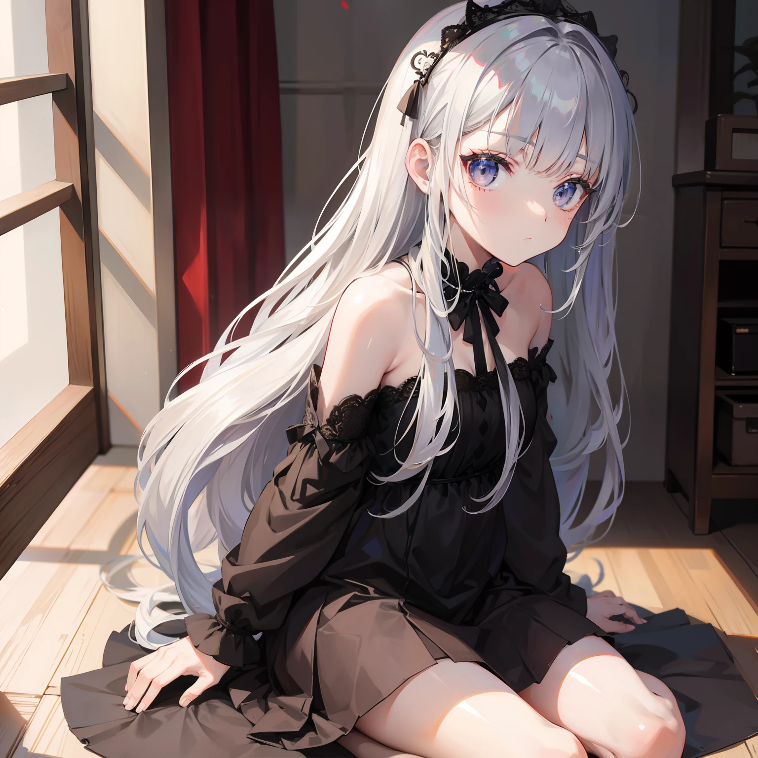 Silver-haired long li girl