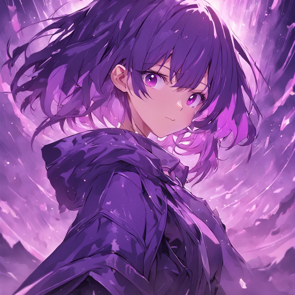 purple color  hair、The whole body is shown、Neutral face、Rich in color、Beautie、Wearing purple clothes、well-styled、Super beautiful、high-level image quality、Cool purple helmet、
