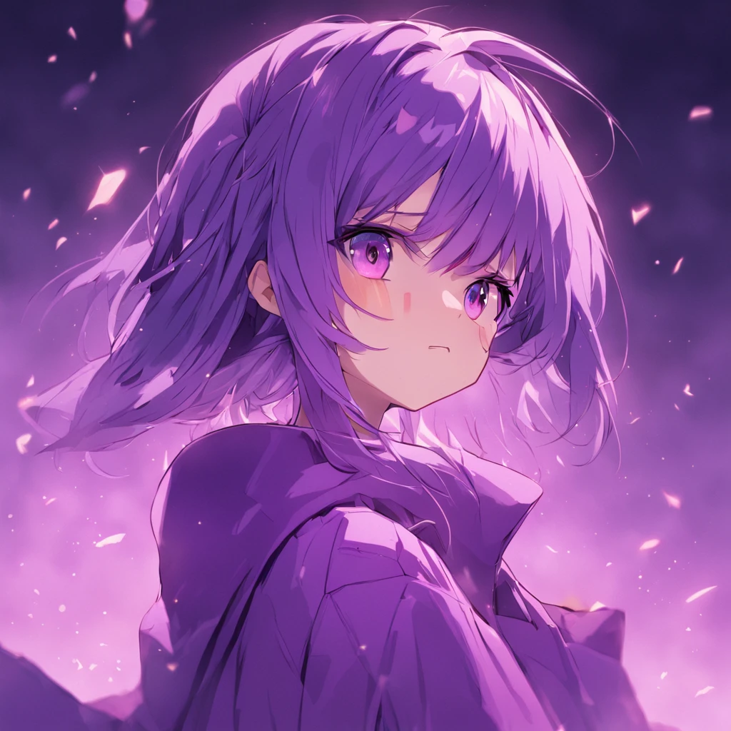 purple color hair、The whole body is shown、Neutral face、Rich in color、Beautie、Wearing purple clothes、well-styled、Super beautiful、high-level image quality、Cool purple helmet、