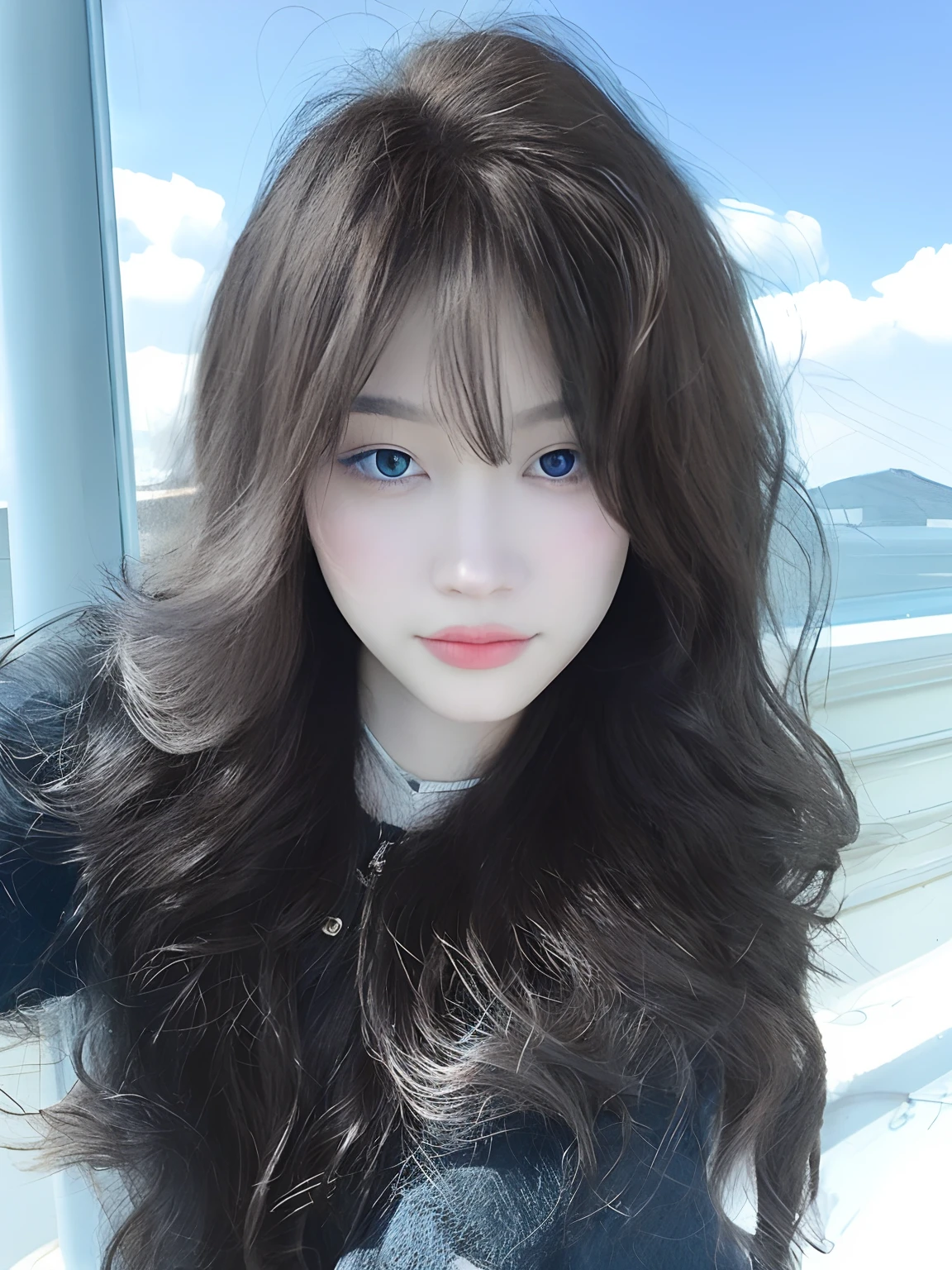 Black tan curls，Air bangs，Uniform hair color，Real human hair