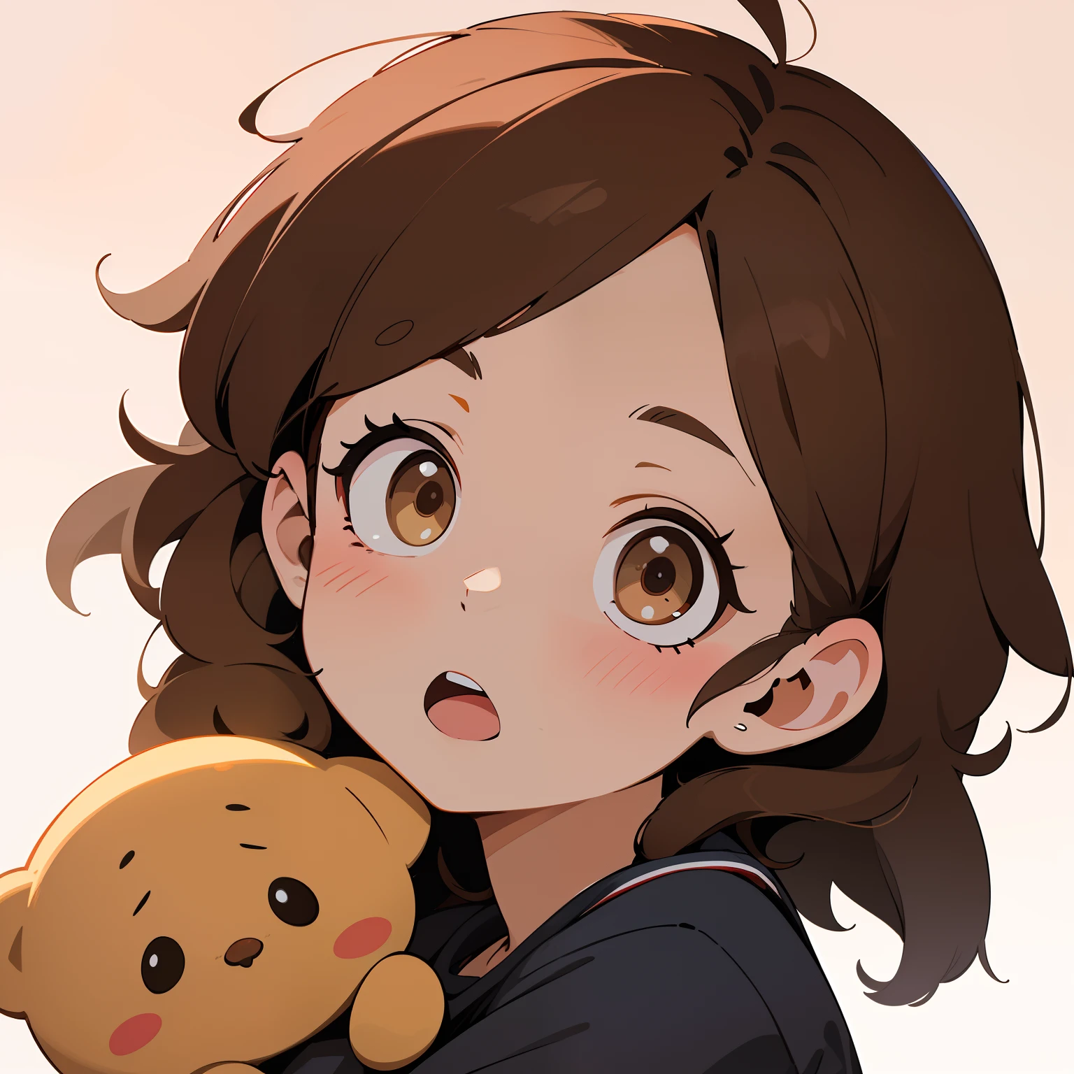 tmasterpiece，1 portrait of a little girl，with brown eye，The expression is lively and cute，realisticlying