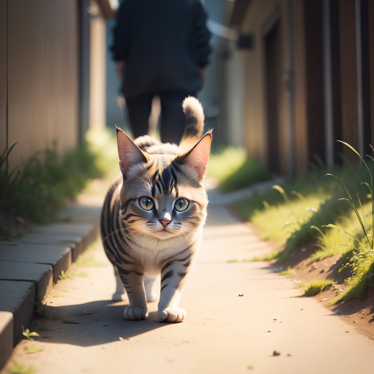 illustratio, catss, cute little, Walking, sideways Facing