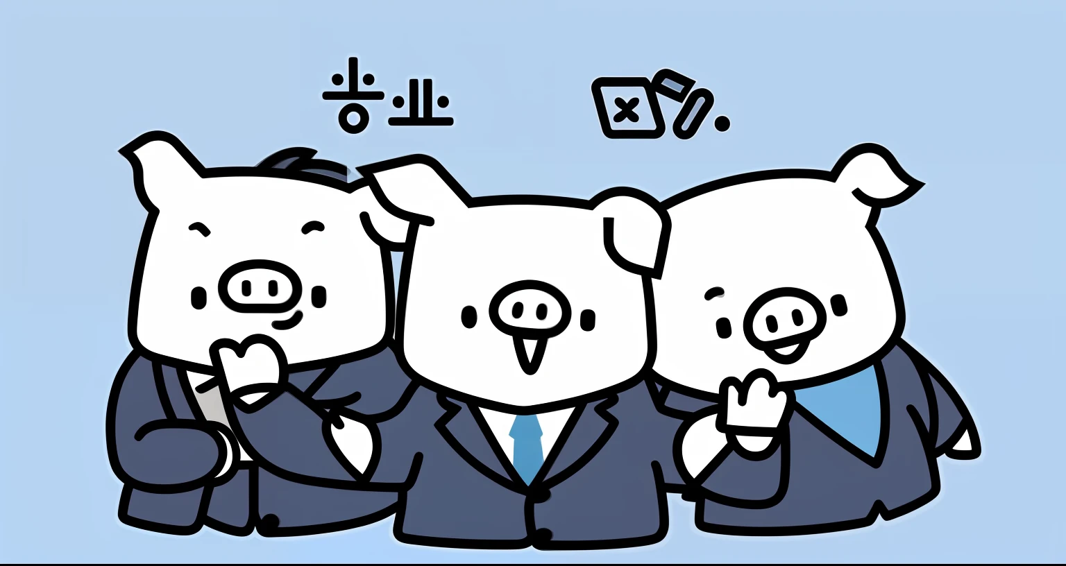 Three pig icons,Service icon,Professional team,European classical style,Baroque style,Mini Program page icon,cartoon icon,UI page pattern,simplified,minimal style,Simple