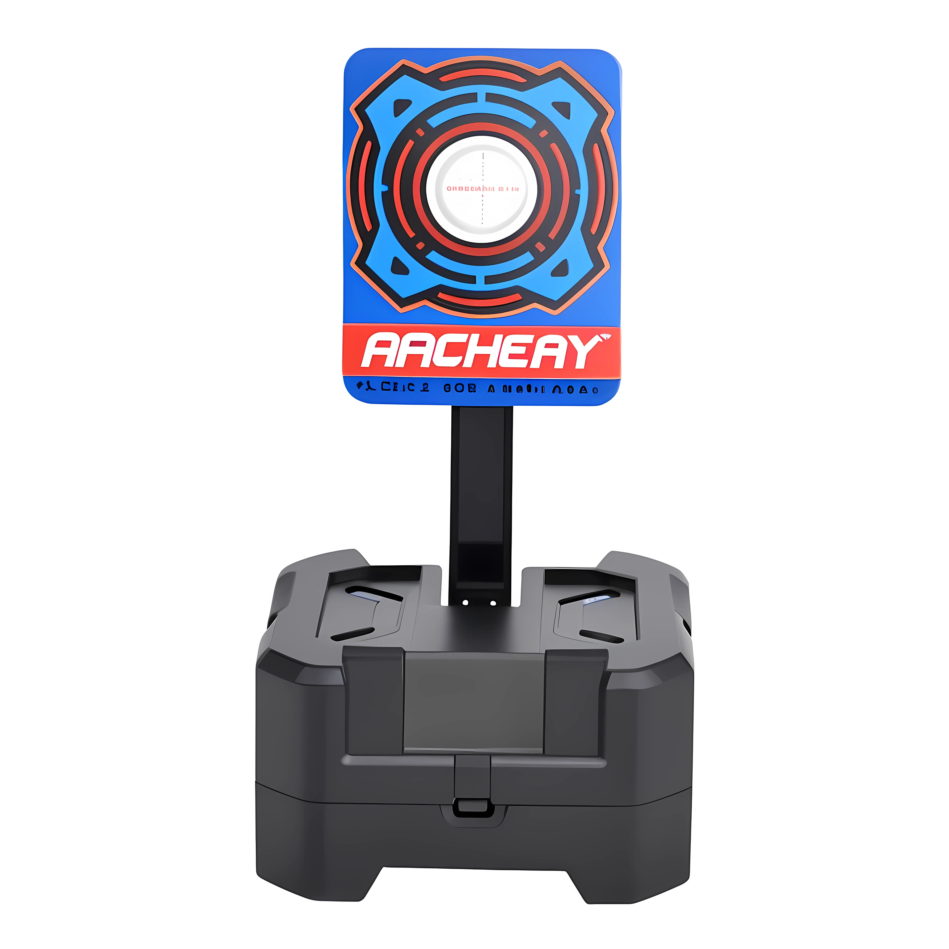 Close-up of remote control device with red and blue logos, full product shot, top angle view, 1 8 0 0 dpi, product image, 1200 crossover, 1 2 0 0 dpi, full-shot, full-shot, 1 2 0 mm, 120mm, product introduction photos, a wide full shot