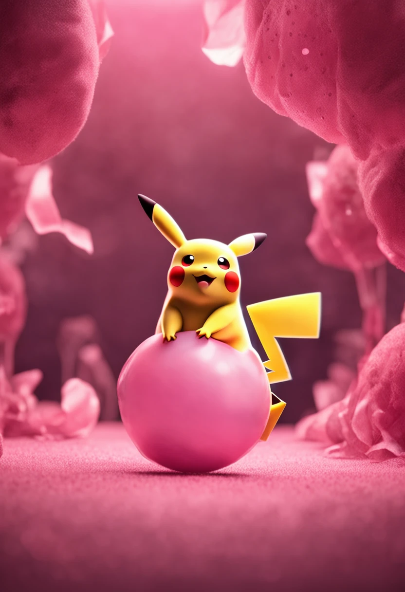 Pikachu in a pink ball gown