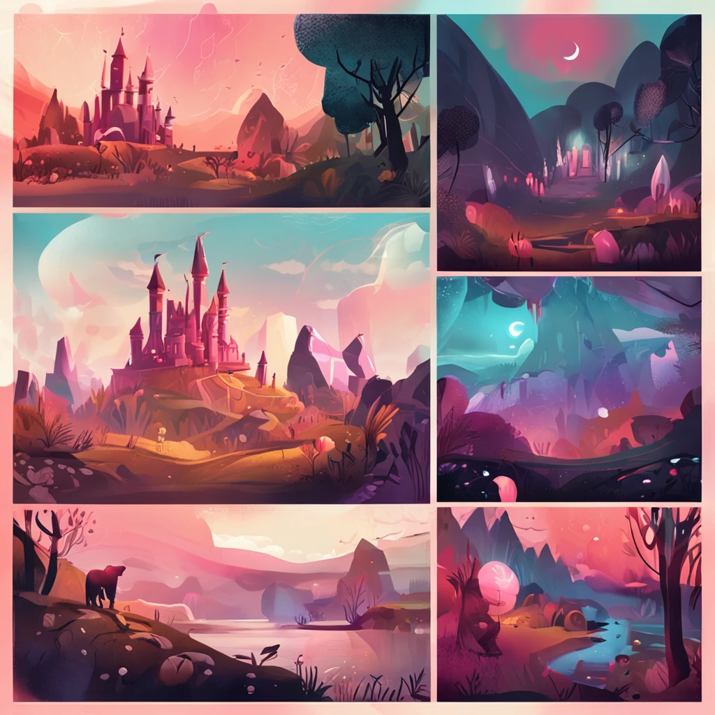 fantasy world,Mysterious atmosphere,Magical elements,Delicate painting,Medium focus lens,Illuminated at dusk,hand painted style,Mysterious hues,Fantasy graphics,Procreate application,Character emotions。 --v 5.1 --ar 2:3