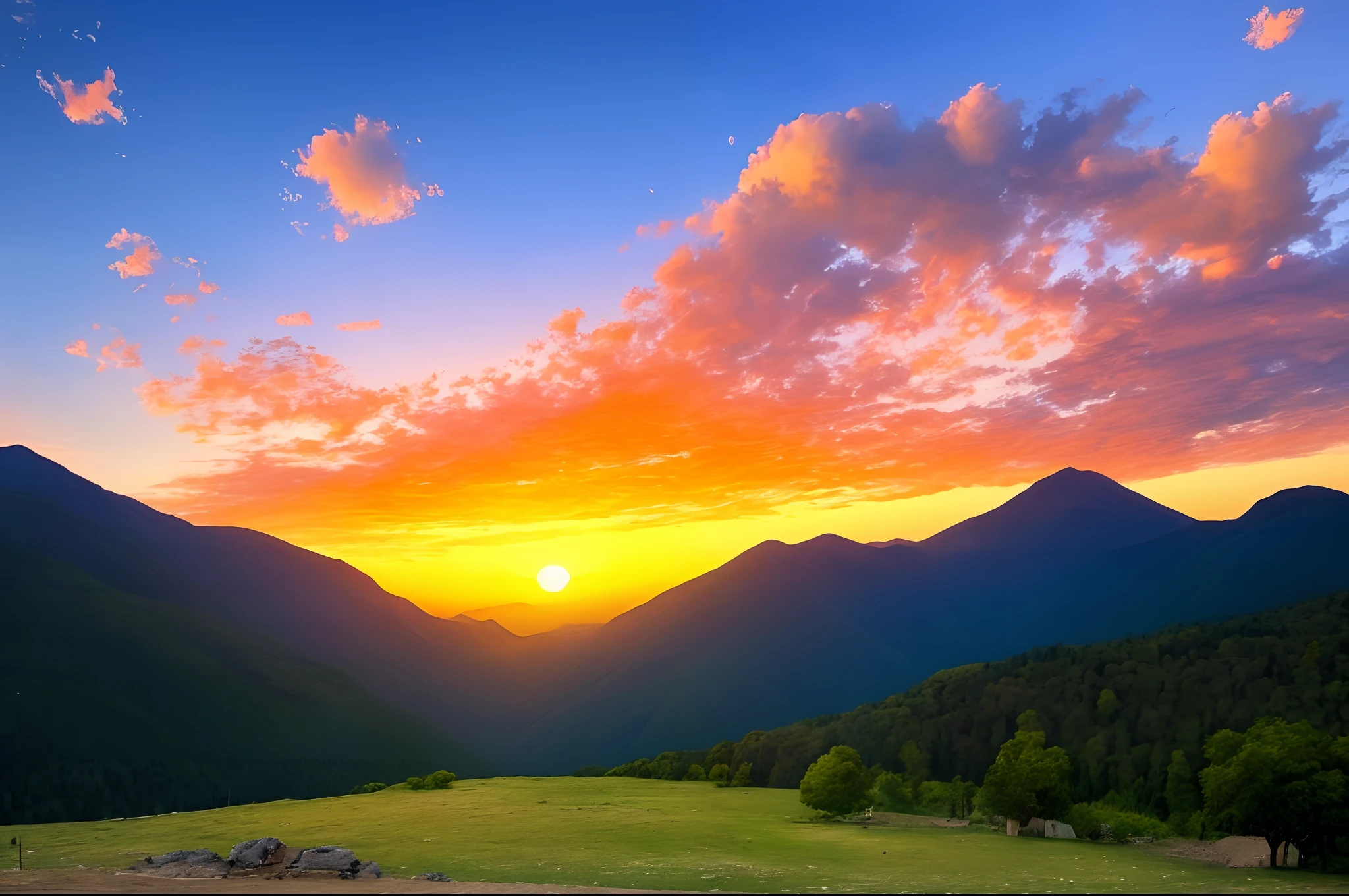 Mountains and if the sky is sunrise