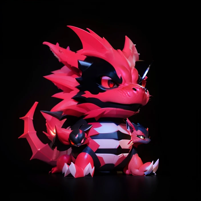 There is a red dragon with round eyes sitting on a black surface, A cute little red dragon, Red Dragon, 3 d render official art, 3D model of a Japanese mascot, krystal from star fox, red shift render, 4 k octan render, Red-scaled dragon, high res render, octan render, Spike, depicted as a 3 d render