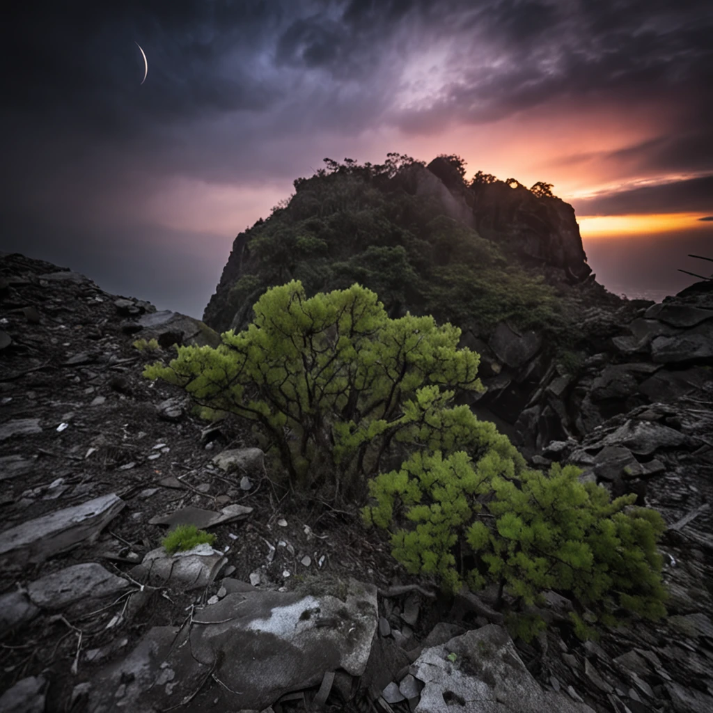 Magnificent view,Forest mountain landscape photography,Nature,It just rained,Harsh winter,Bushes in the moonlight,breeze, Eau,Rocks at night,Boulders,cobblestones,1 Moist white Phalaenopsis orchid in moonlight on the edge of the cliff,foggy sky,Nightmare vision, Dark fantasy plot,Perfect and excellent composition,8K分辨率,the detail,Rain trails,dampness,water stain,very wide angle shot,Jack Guzman's environmental art photography,realisticlying,cinematic compositions,Volumetriclighting,vividness, A detailed, stunning skies, Colorful clouds float,true to life, Pubic area is clear, flawless perfection, Digital SLR, 16k, 1024, 2048, 4096, A detailed, Sharp, best qualtiy, high qulity, absurderes,unmanned background,The is very detailed、Detailed lighting shadows,Trends on ArtStation、iintricate、high detal、dramatics、Midjourney Art(Volumetriclighting:1.2)hdr shot。(Faraway view,Super deep view,ultra-wide-angle,Microfocal length lens:1.2)(realisticlying:1.4)tmasterpiece、high high quality、Beautiful photography、globalillumination、