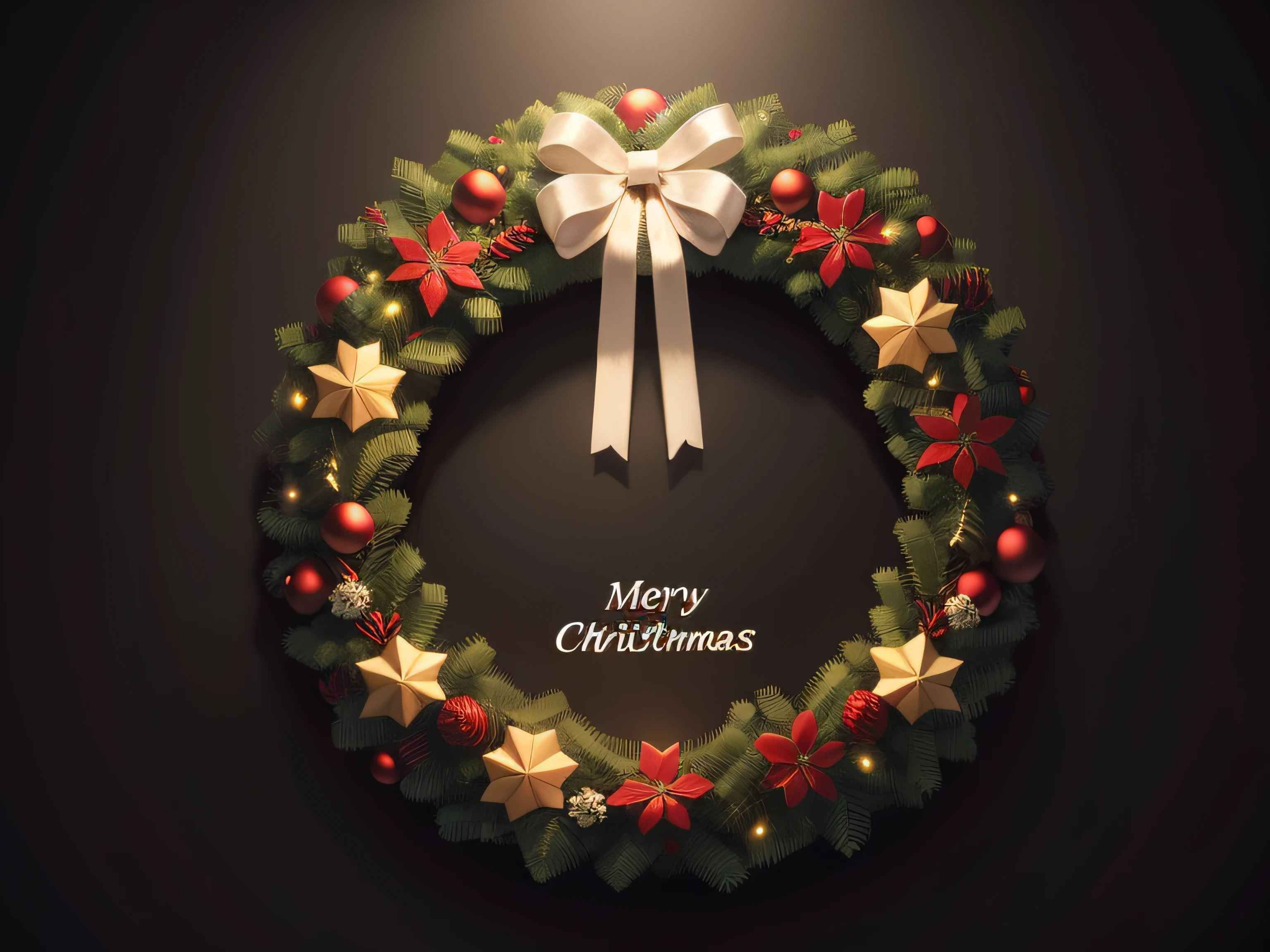 Christmas Wreath　8k　White background　Center