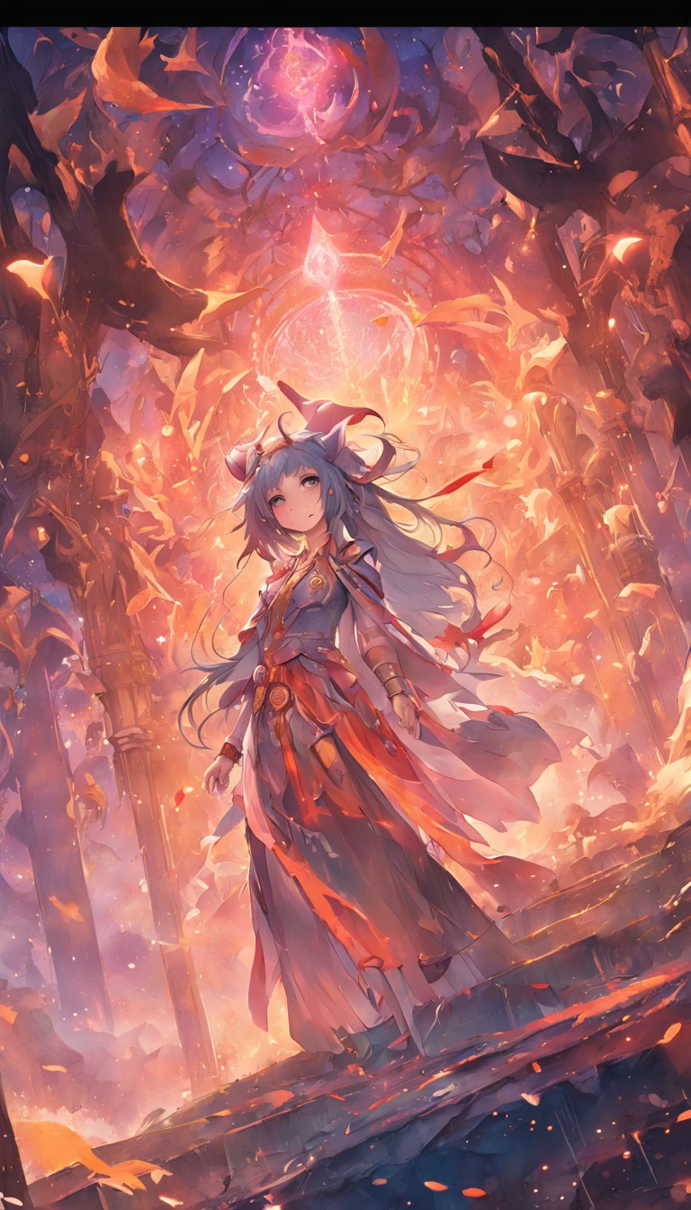 Fantasy world, mystical ambiance, Magical elements, Exquisite painting, Medium focus lens, It is illuminated at dusk, hand painted style, Mysterious hues, Fantasy graphics, Fertility app, Character emotions。 --v 5.1 --AR 2:3, Textured skin, Super detail, hyper HD, Masterpiece, A high resolution, 16k