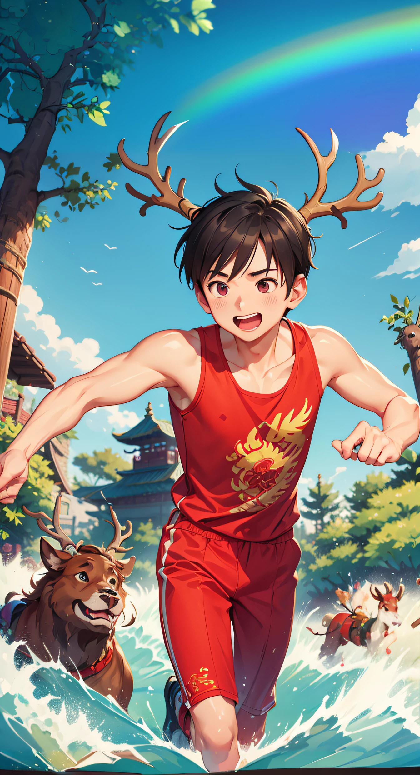 rainbowing、Clouds and ceremonial flowers