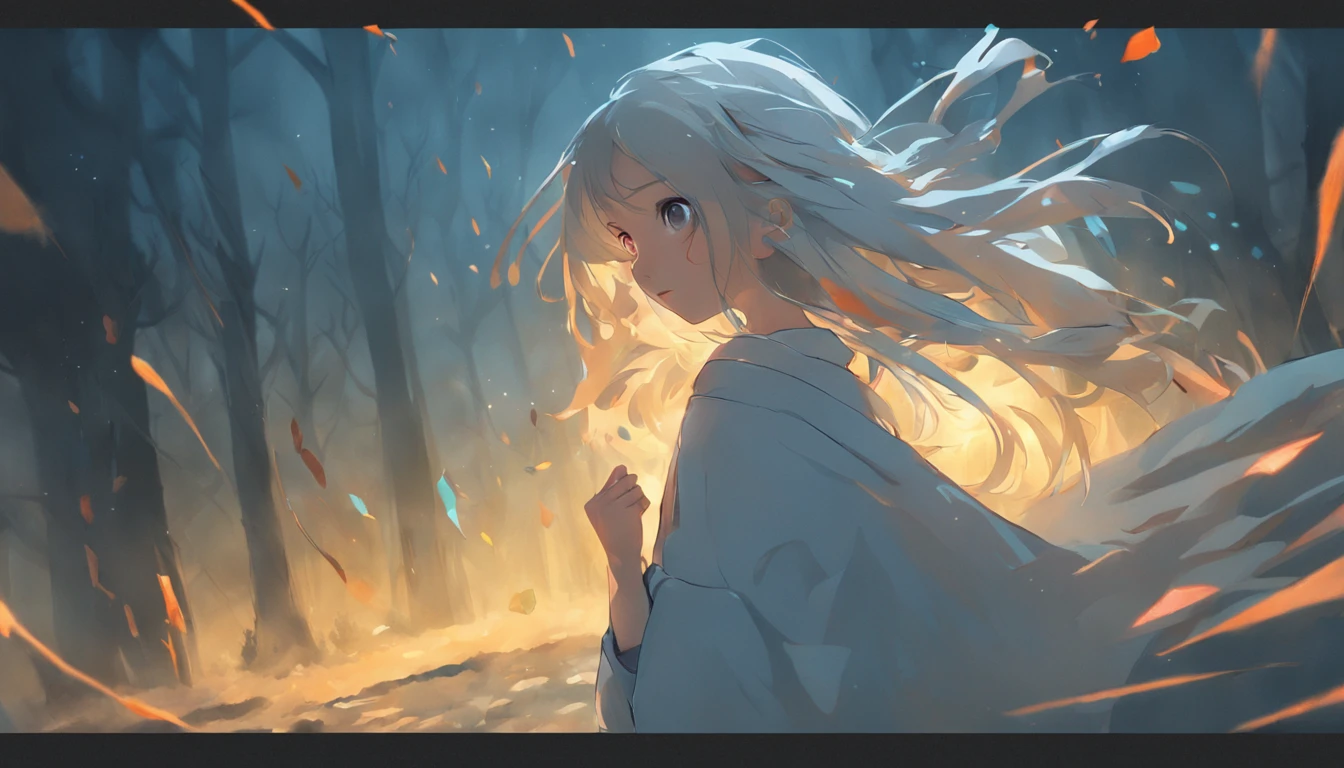 Motion blur, Depth of field,A place where strange boulders are bent,ln the forest,small stream,inverted image,extreme light,fog atmosphere,The moonlight shone on the side of the girl's face,22 year old,realisticlying,no-bra,Long dress with colorful gradient colors,Extra-long sleeves,Off-the-shoulder attire,huge tit,cleavage,Full length of colorful hair(1.9),Color gradient for long hair,Messy hair,Barefoot,Full body like,realskin,realcumAI,Snow-white skin,Snow-white thighs,Top image quality,Extreme light and shadow,Colorful tights,High details,Standing painting,lines of movement,Dance,komono,PC Wallpapers,Two-thirds of the canvas generates the body,move chart
