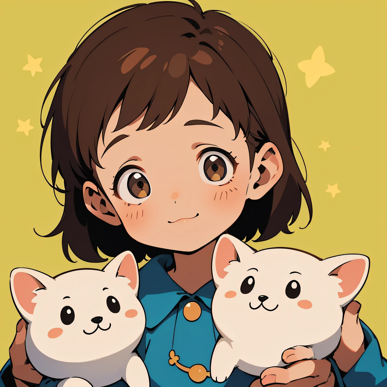 tmasterpiece,best qualtiy,1 portrait of a ,Holding small animals,brown hair,Cute expressions,realisticlying