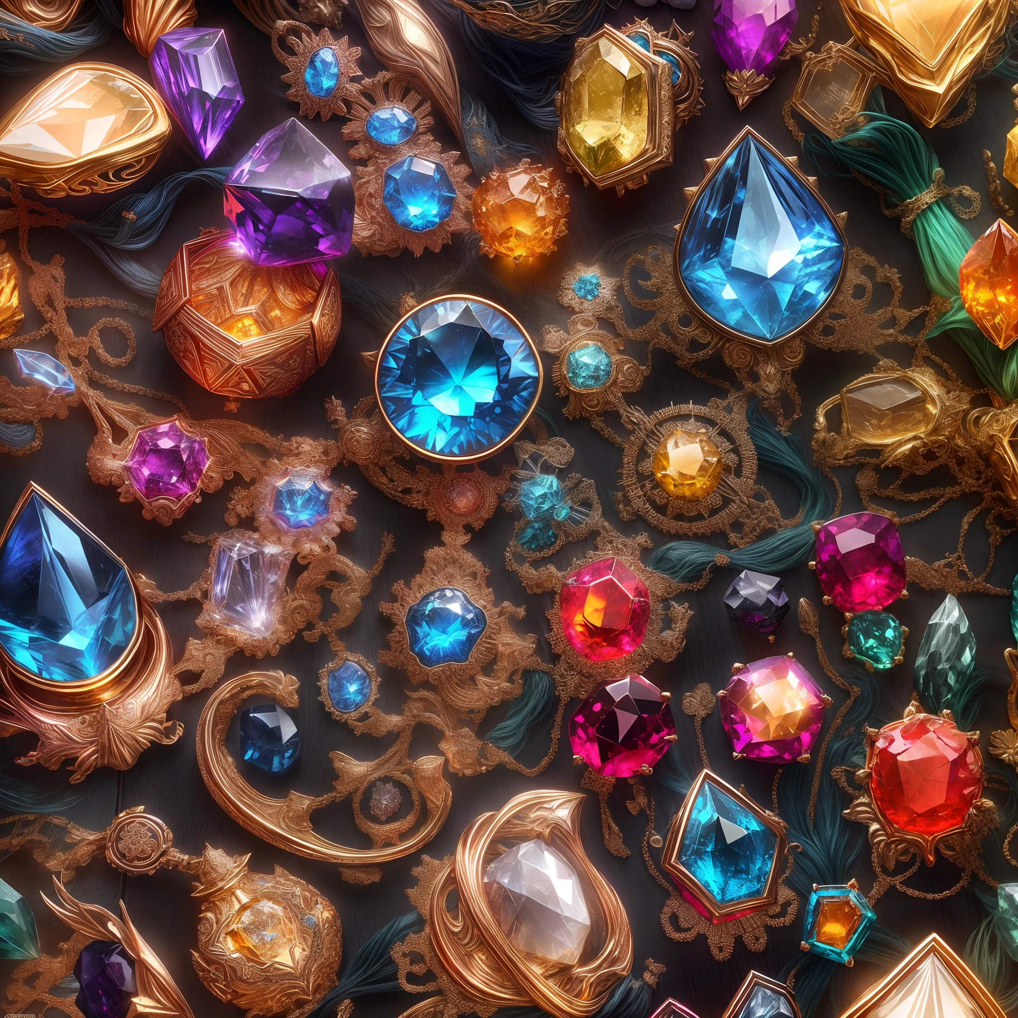 (Arcane style: 1.2), (Full Focus: 2), (Everything in Display Cabinet: 1.3), (coin |Magic Items | Colorful Gems | Cherry Blossoms | Printed Silk Products | Medals | Ores | Obsidian | Pearl | Emerald | White Jade | Amethyst | Sapphire | Gold Products | Silver Products | Purple Gold | Magical Jewelry | Antiques | Ruby | Orange Gem | Blue Gem | Topaz |: 2), Magic Symbols, Magic Particle Effects, High Tech Luxury, High Value Jewelry, High Value Metal, Luxury items, no puzzles, detailed and complex backgrounds, sparkling, reflective light, ultra high definition, award-winning, a high-resolution, high detail texture, contrast between light and dark, cinematic lighting, masterpieces, ray tracing, structurally correct, super details, high-quality, high detail, best quality, 16k