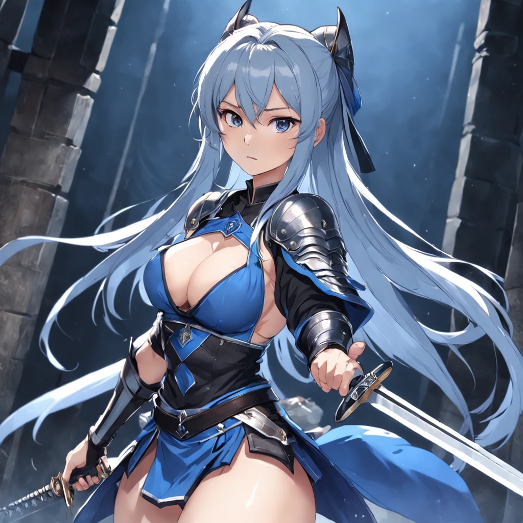 Sword Warrior Love 3,Sword Net Three,grown woman,Tang Gate,A MILF,Long hair in a single ponytail,quaint,Chivalrous,Cold face,see-through transparent clothes,Sexual huge breasts cleavage,,Color gas,Highlight women's curvy beauty,Blue Assassin top,There is transparent lace on the chest,Blue Assassin miniskirt,earring,Black barrel boots