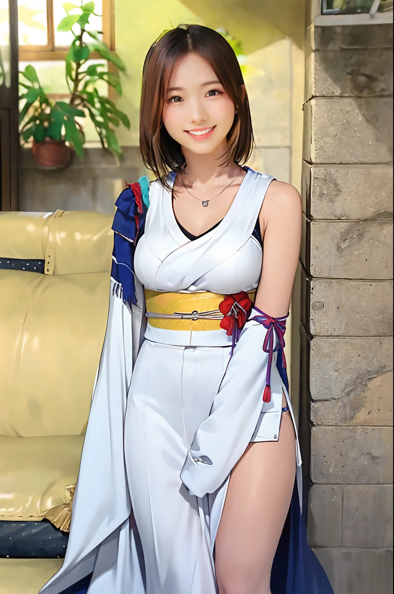 Fine-grained skin、Sharp Focus、(lighting like a movie)、Soft lighting、dynamic ungle、(Face Details:1.2)、large full breasts、(Photorealsitic)、(Raw photography、top-quality、masterpiece:1.2)、The ultra-detailliert、超A high resolution、(Realistic and realistic photos:1.37)、portlate、high-definition RAW color photography、professional photograpy、extremely delicate and beautiful、ighly detailed、8K Picture Wallpaper、astonishing、finely detail、huge filesize、beatiful detailed eyes、二重まぶた、Dynamic lighting、very detailed beautiful girls、、1 girl in、(18year old:1.2)、Realistic body、小柄、fair white skin、shinny skin、Good figure、Natural face、(embarrassed from、full of shyness、A smile:1.2)、、Look at viewers:1.2、(Recumbent position、sface focus、cowboy shot:1.2)、(dynamicposes:1.2) 、1girl in, 独奏, jewely, Detached sleeve, a necklace, blue-beaded earring, Hakama Skirt Pot、 超A high resolution、a picture、Photorealsitic、ighly detailed、A detailed face、Cute Woman Solo、the royal palace、 medium breasts、(masterpiece、hightquality)、looking at the viewers、gorgeous goddess、bob cuts、 Charming and、Charming and、dream-like、Royal cloak、((thick bangs))、cross-legs sitting、((Beautiful skin))、(sexy pose)