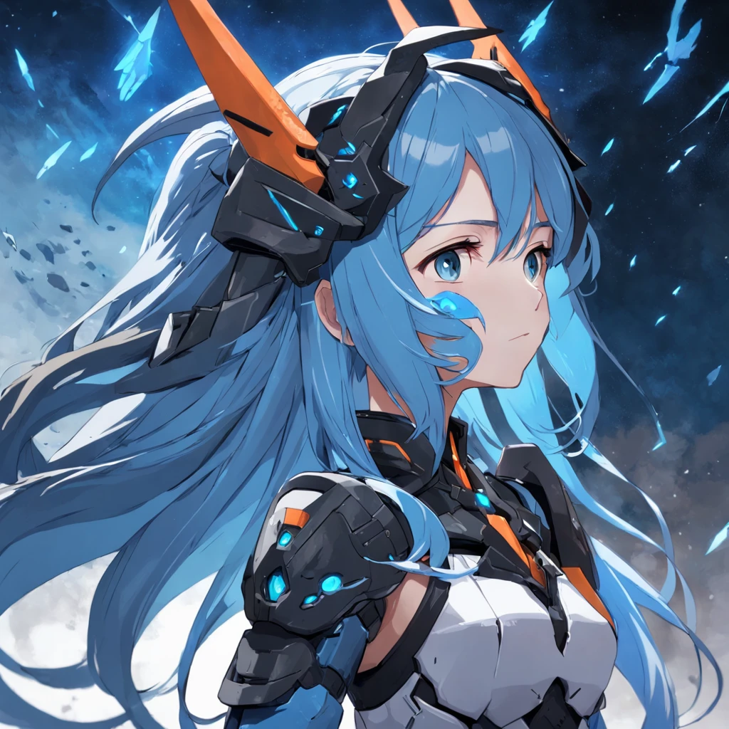Tio Prato,The track of the blue,Trail of Zero,falcom,Long light blue hair,Lori,Black top,chest plate,Mecha Maiden,Black outer frame orange inner ears,Cold face