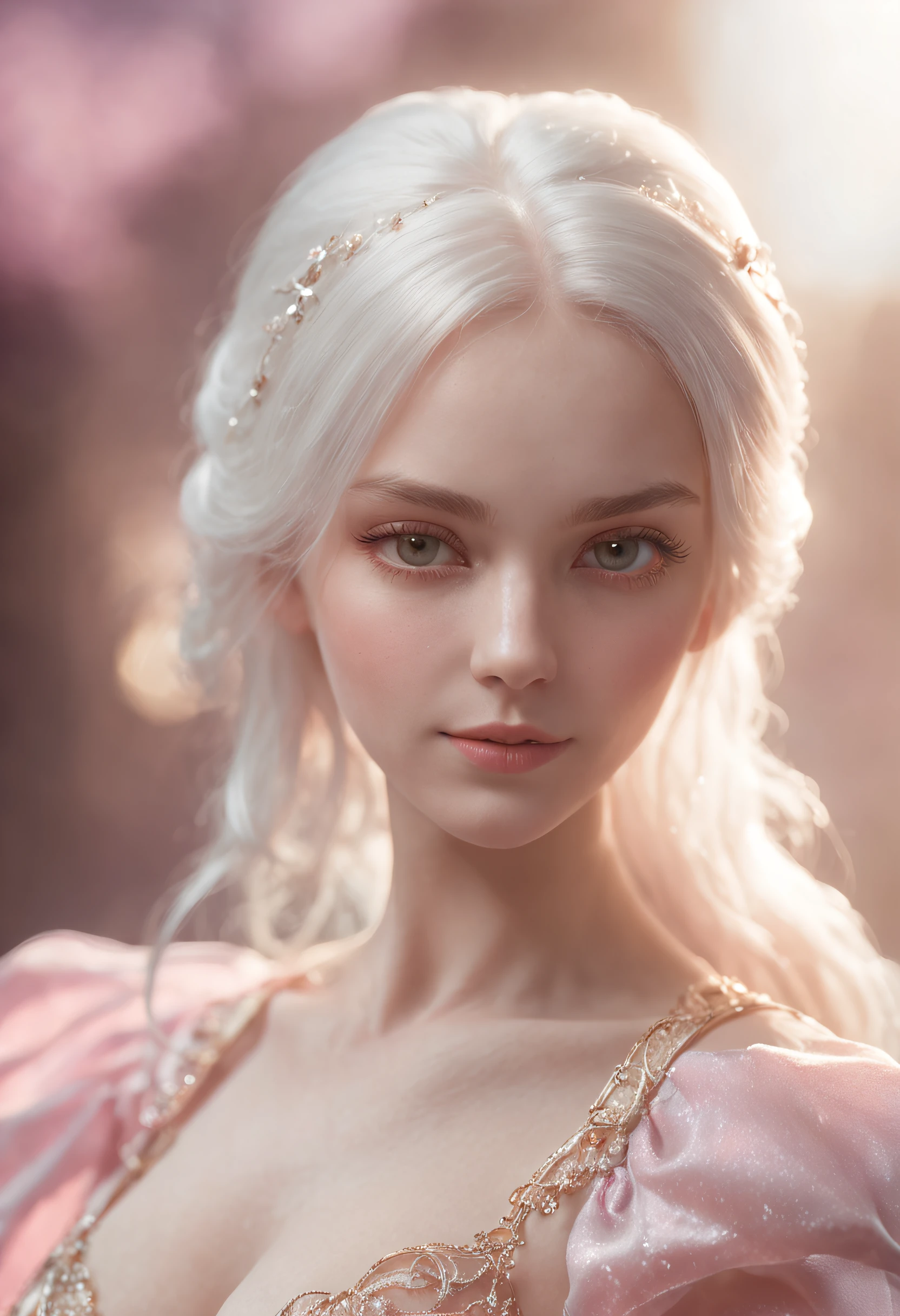blond woman with white hair and glowing lights in a pink dress, beautiful digital artwork, fantasy gorgeous lighting, gorgeous digital art, stunning digital illustration, digital fantasy art ), 3 d render character art 8 k, a stunning young ethereal figure, 4k highly detailed digital art, ethereal fantasy, very beautiful digital art, beautiful digital art, fantasy digital art, digital fantasy art