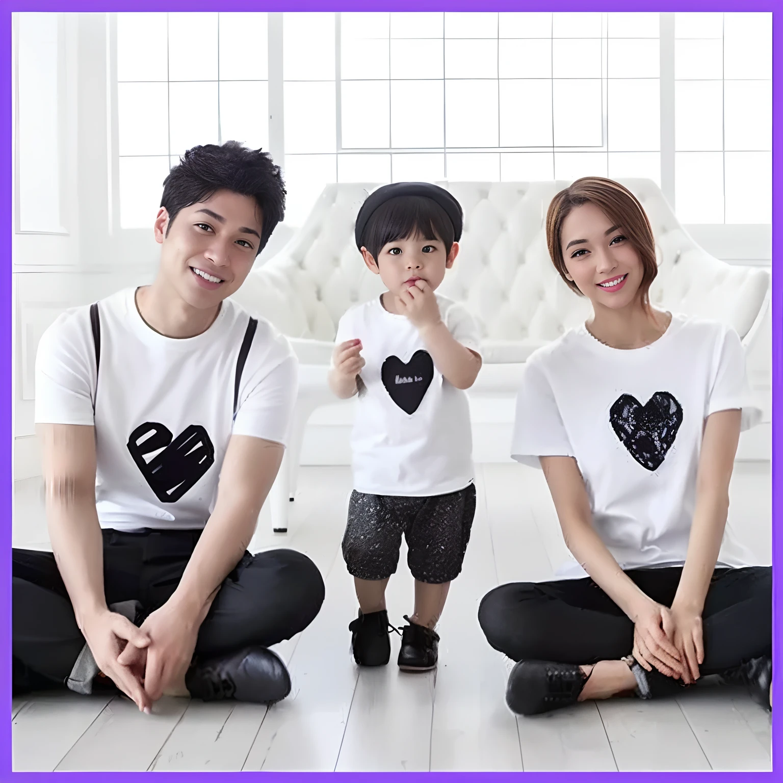A boy and girl standing with heart
