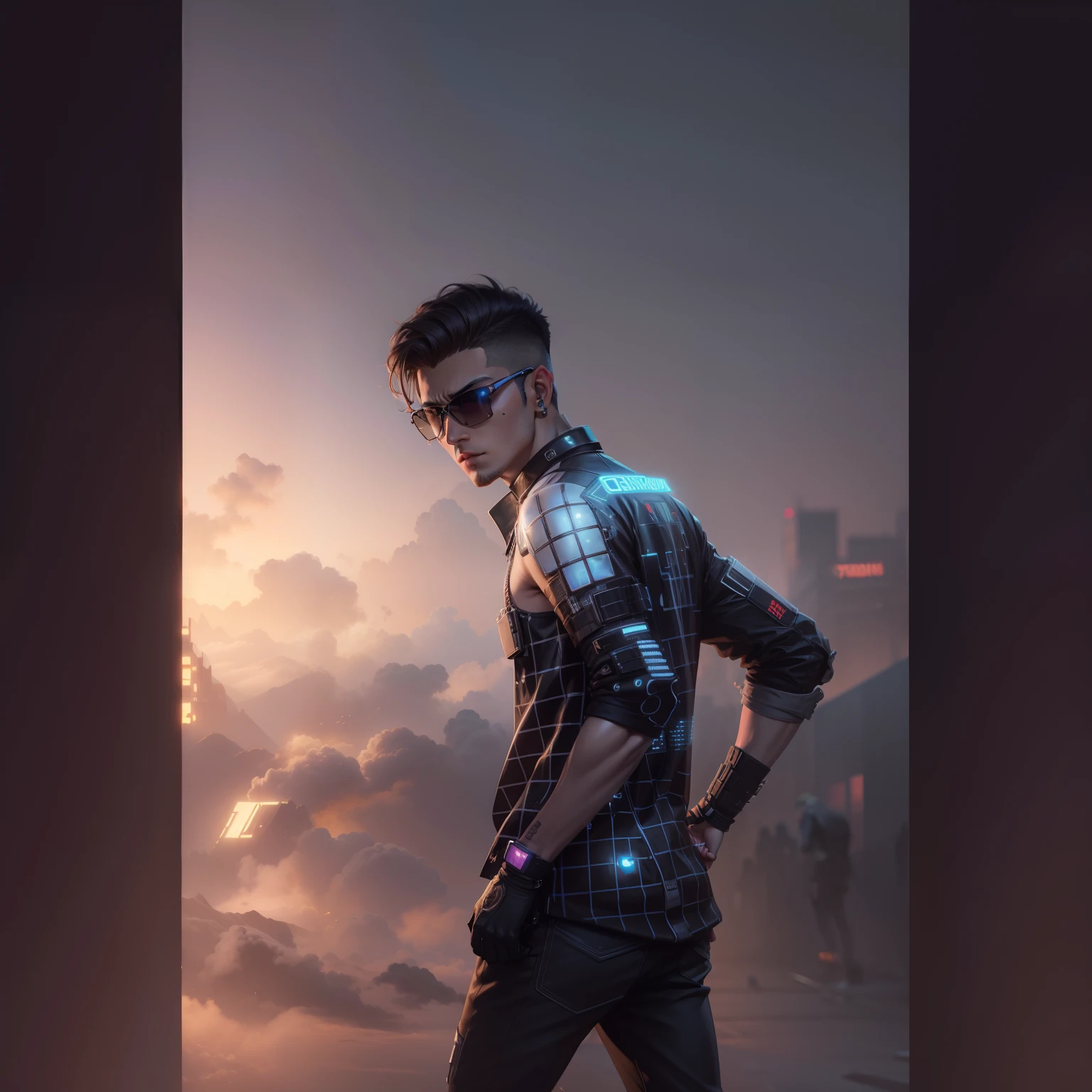 Change background cyberpunk handsome boy realistic face 8k ultra realistic w